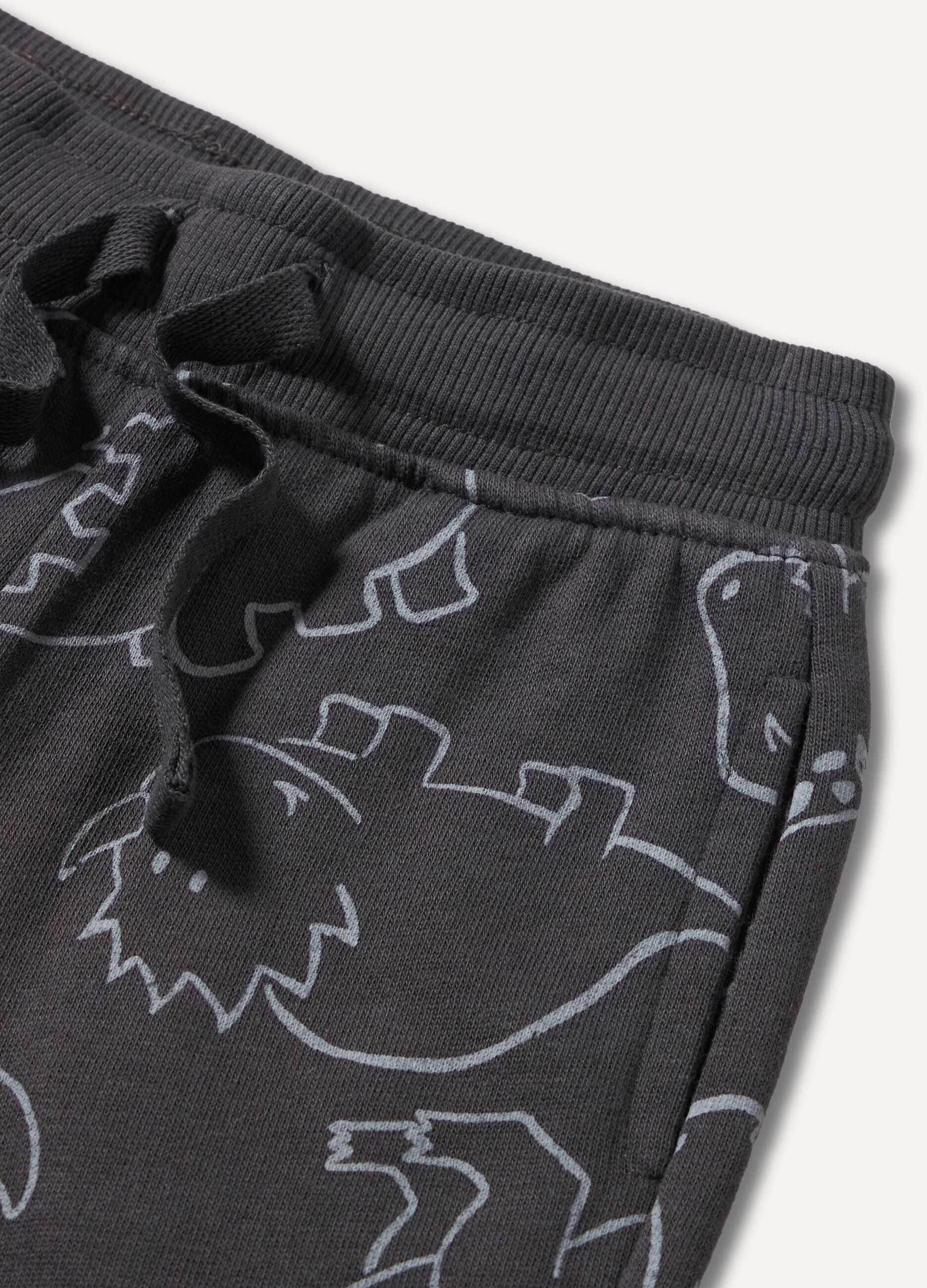Joggers con stampe in felpa di cotone neonato_1