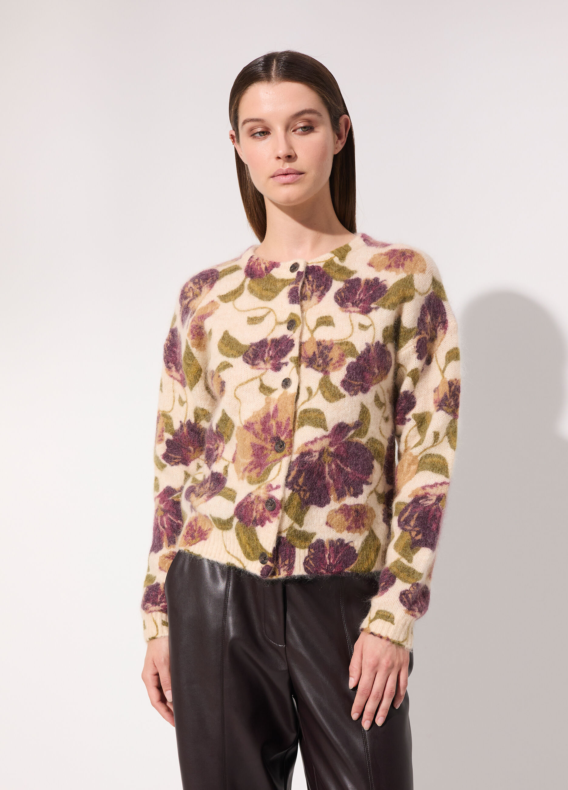 Cardigan in misto lana e mohair donna_1