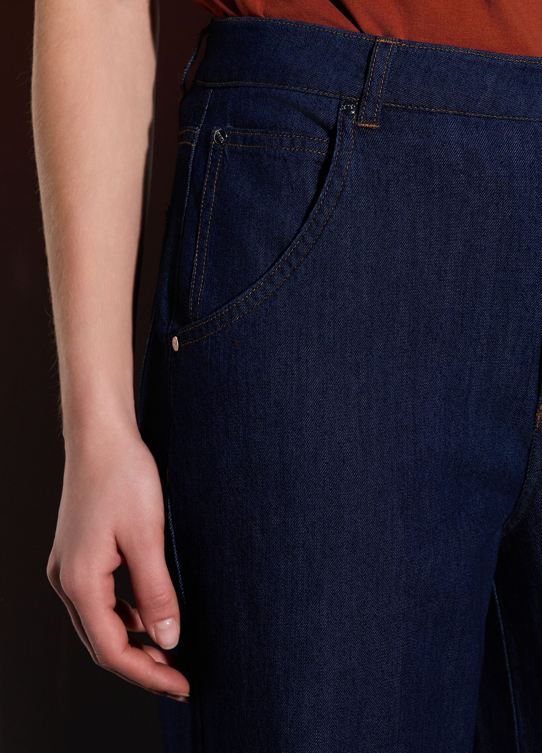 Pantaloni wide leg in denim donna_3