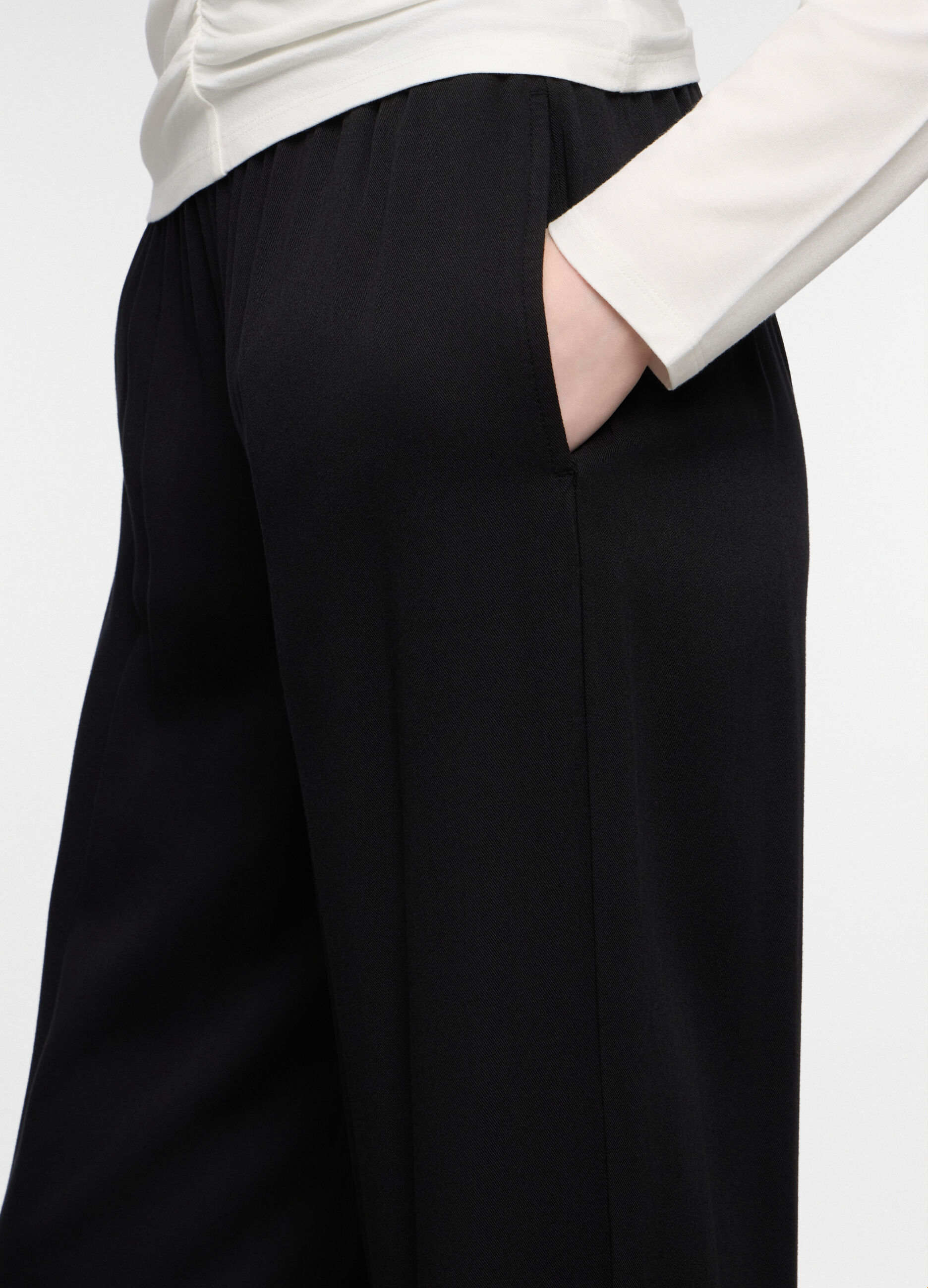 Pantaloni wide leg in pura viscosa donna_2