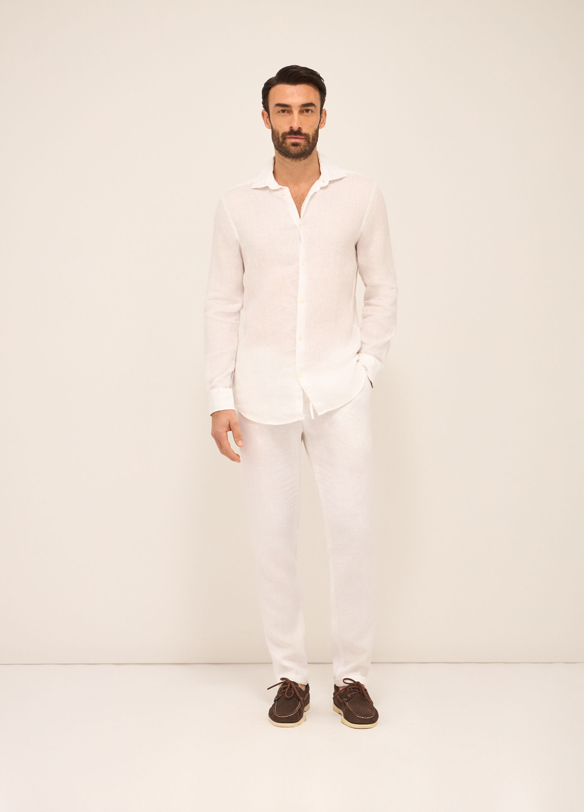 Pantaloni chino in puro lino uomo