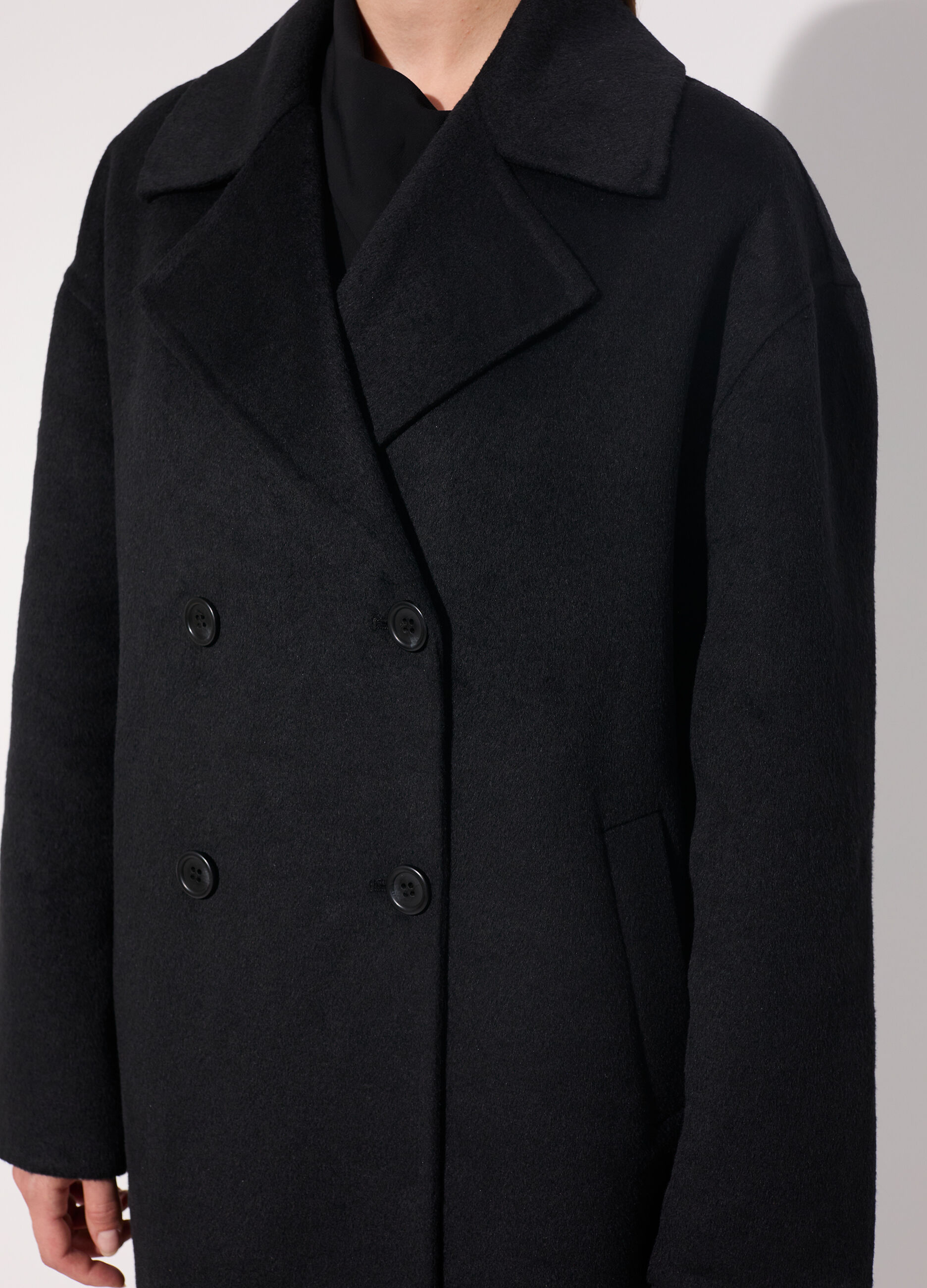 Cappotto lungo doppiopetto in misto lana donna_3