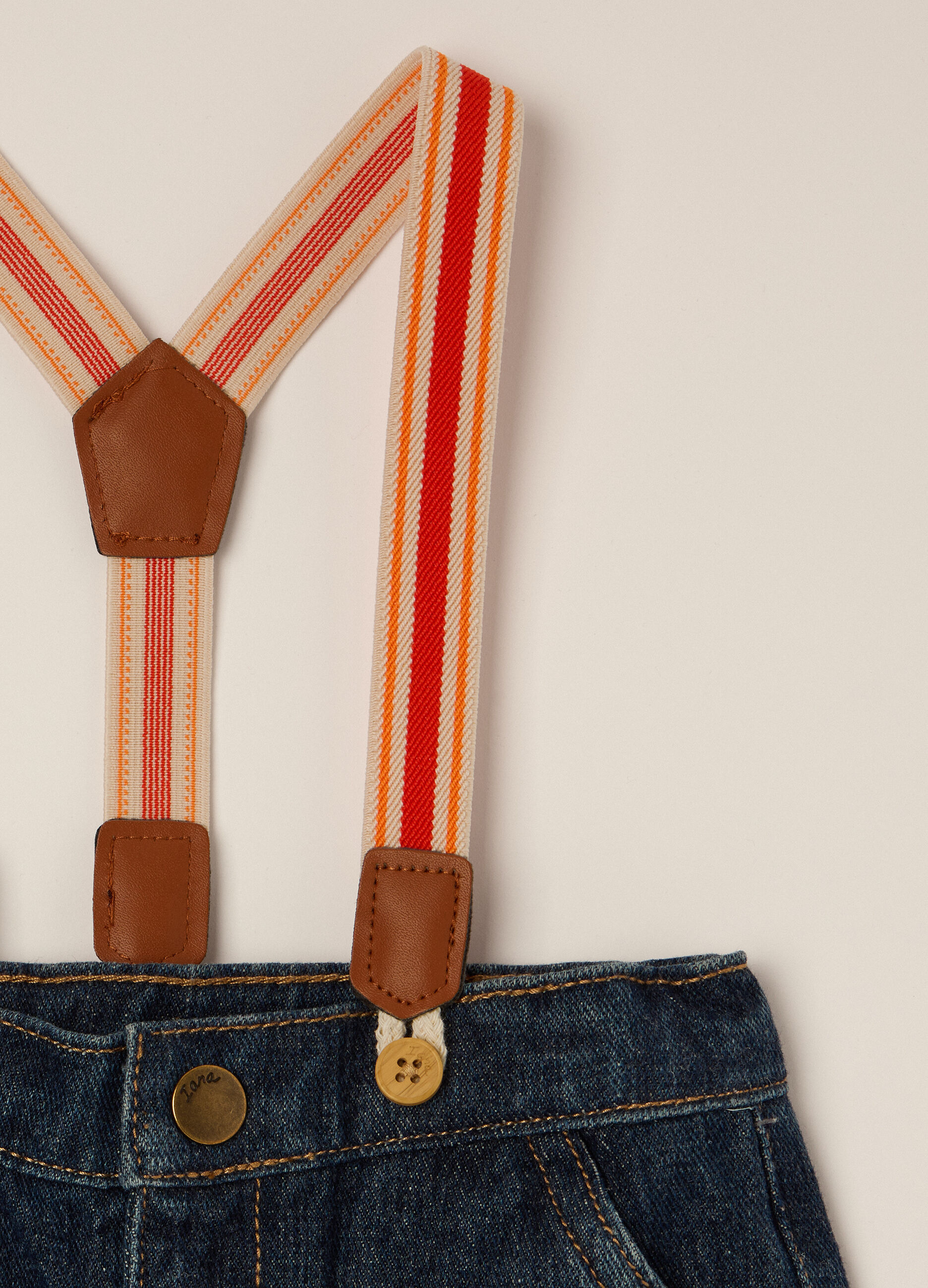 Pantaloni denim bambino con bretelle