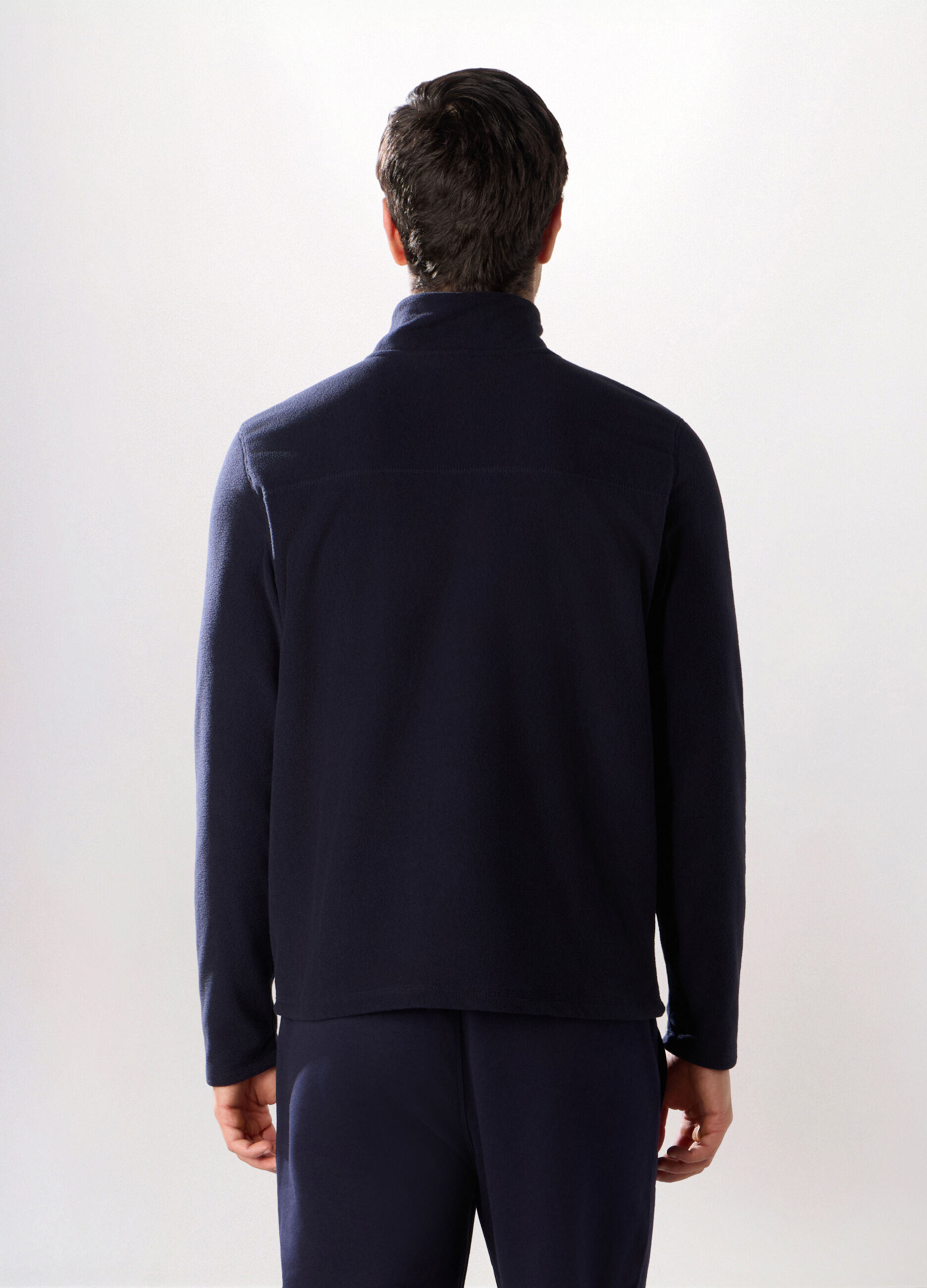 Lupetto con zip in pile uomo_1