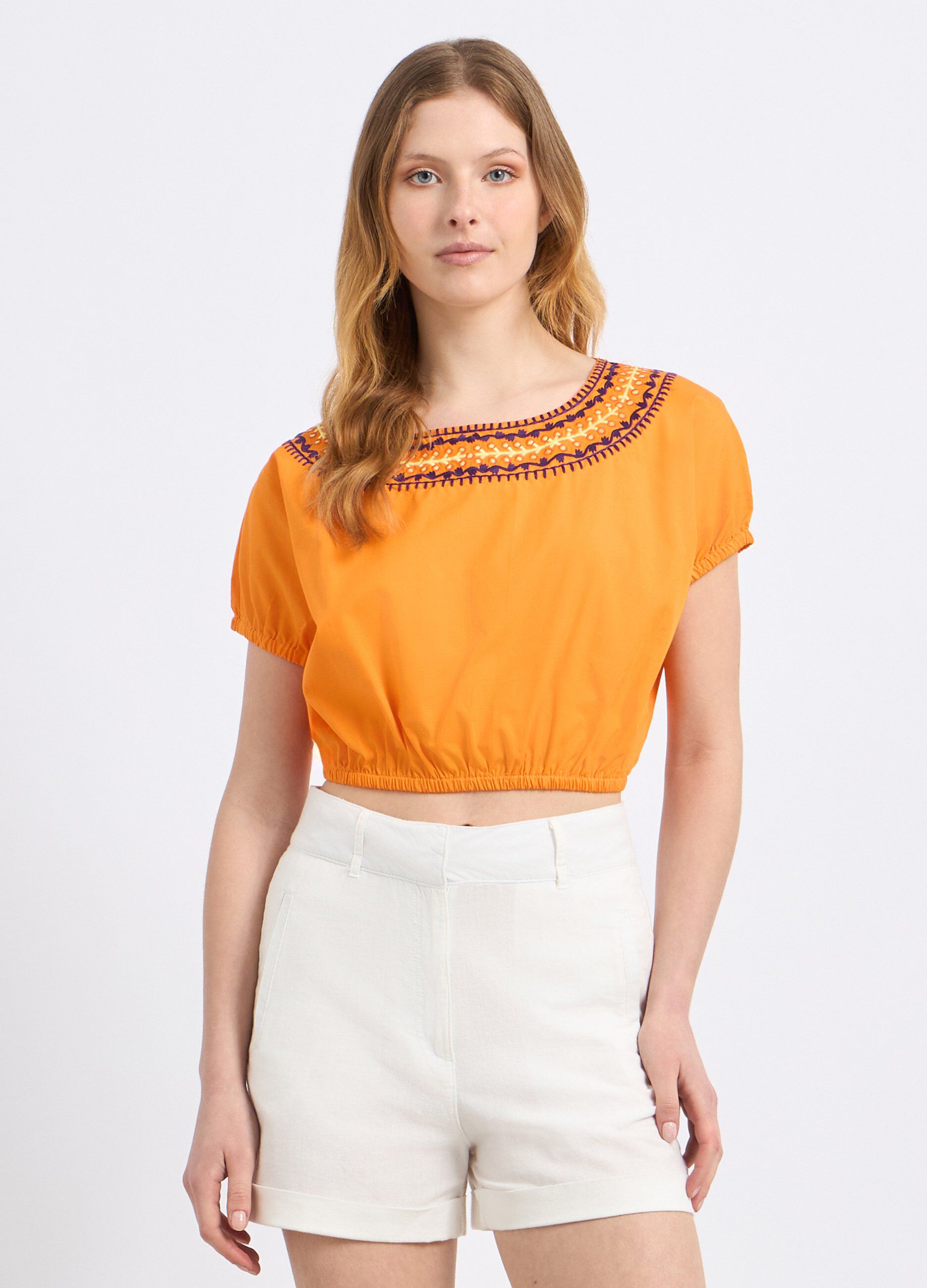 Blusa cropped in puro cotone donna_0