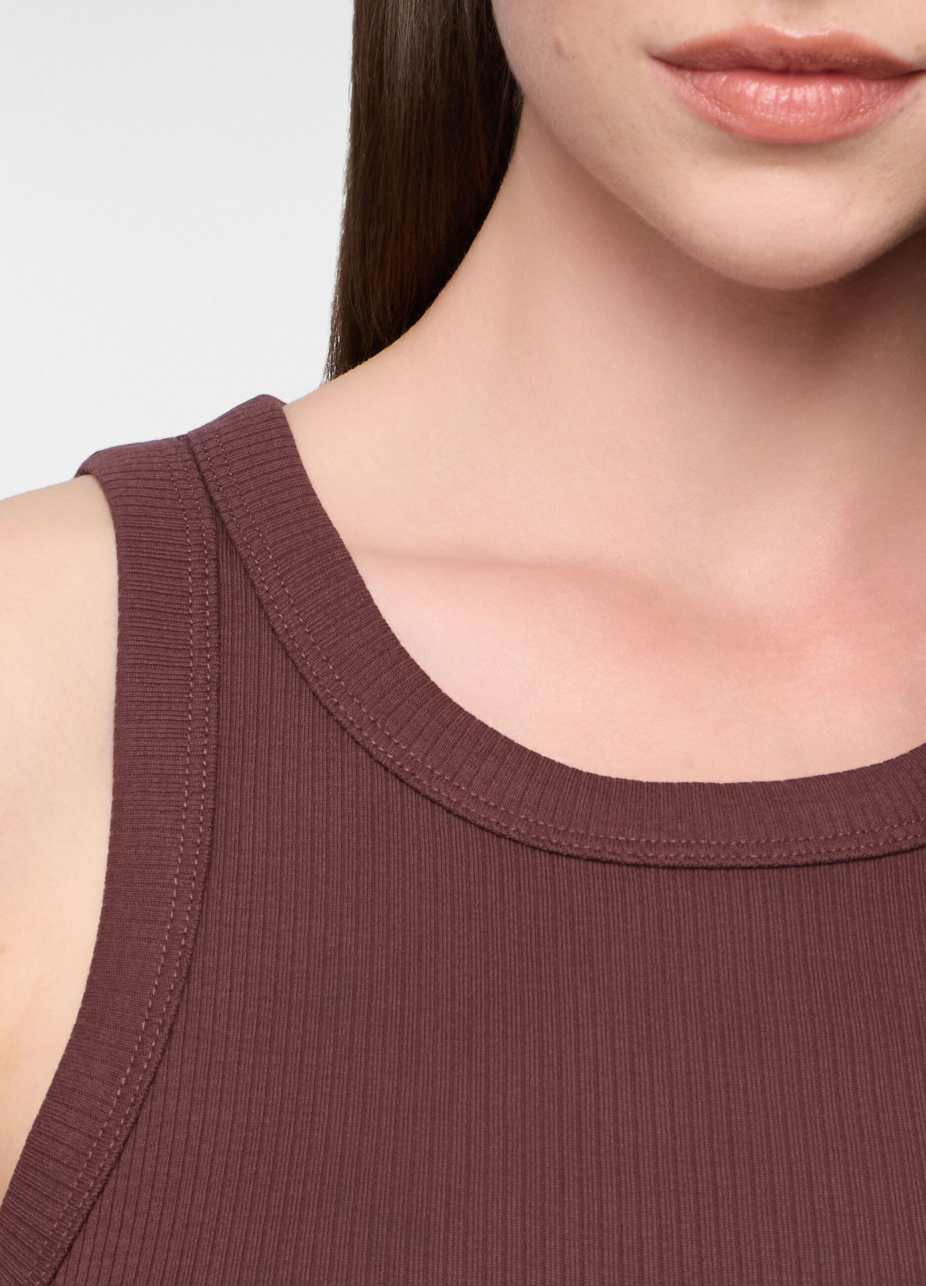 Canotta Fitted in costina di puro cotone donna_2
