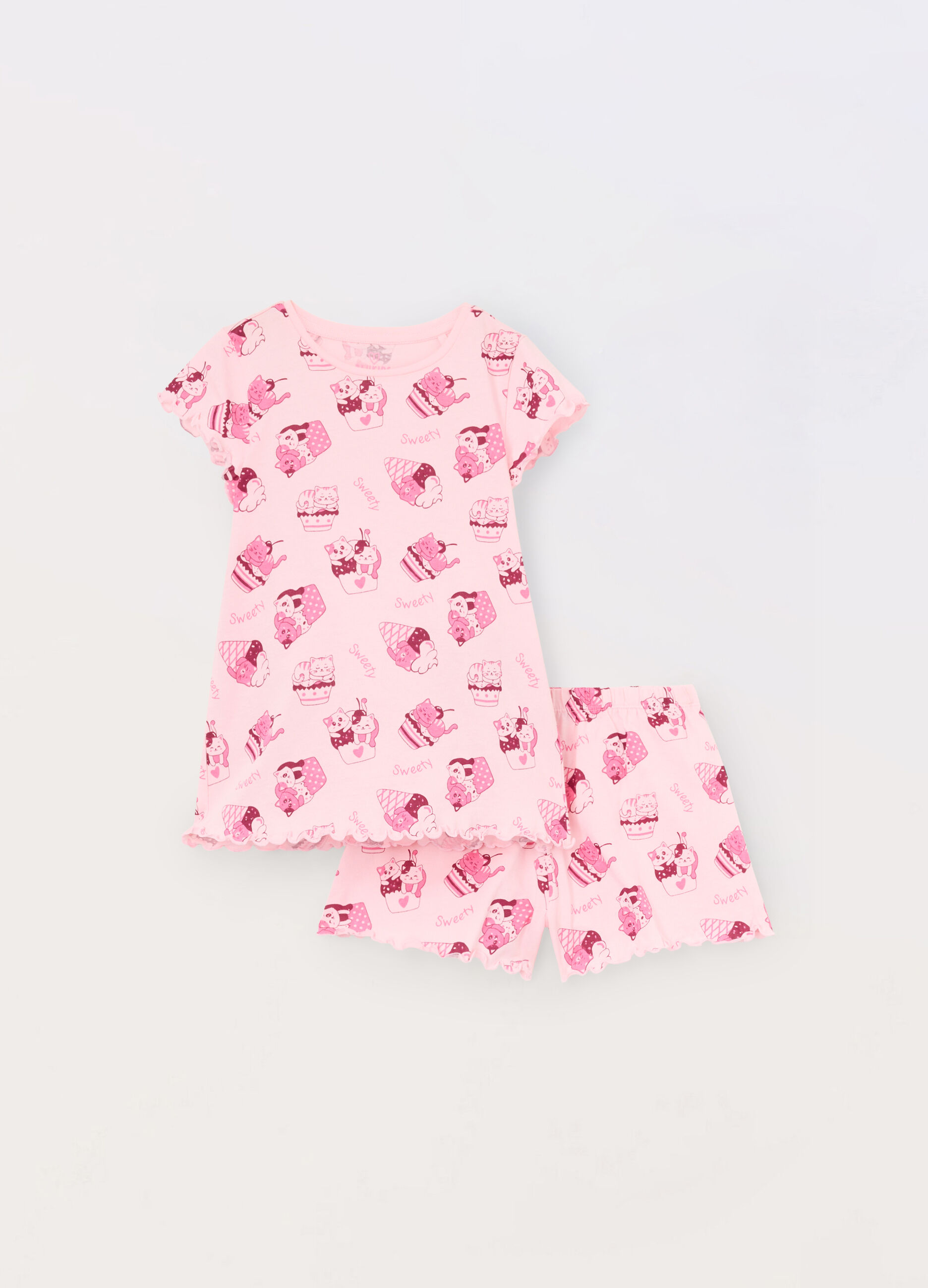 Set pigiama corto in jersey di puro cotone bambina_0
