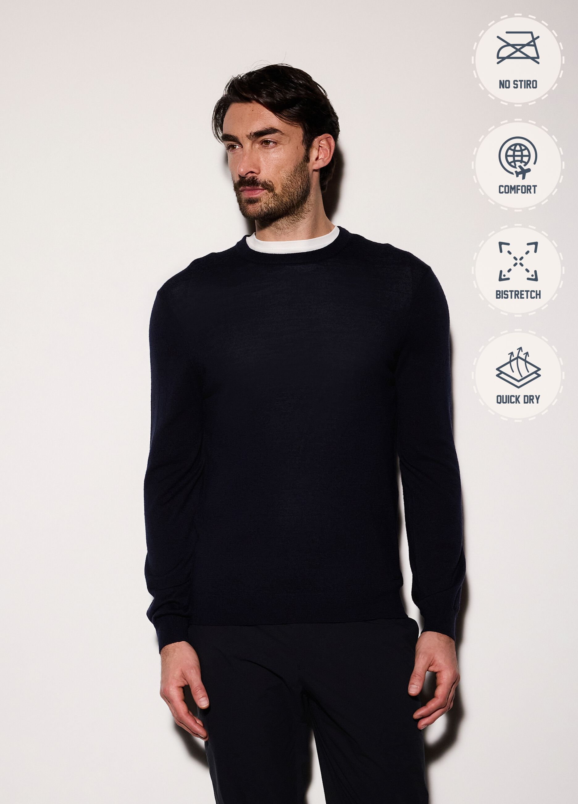 Maglione girocollo in lana merino uomo_0