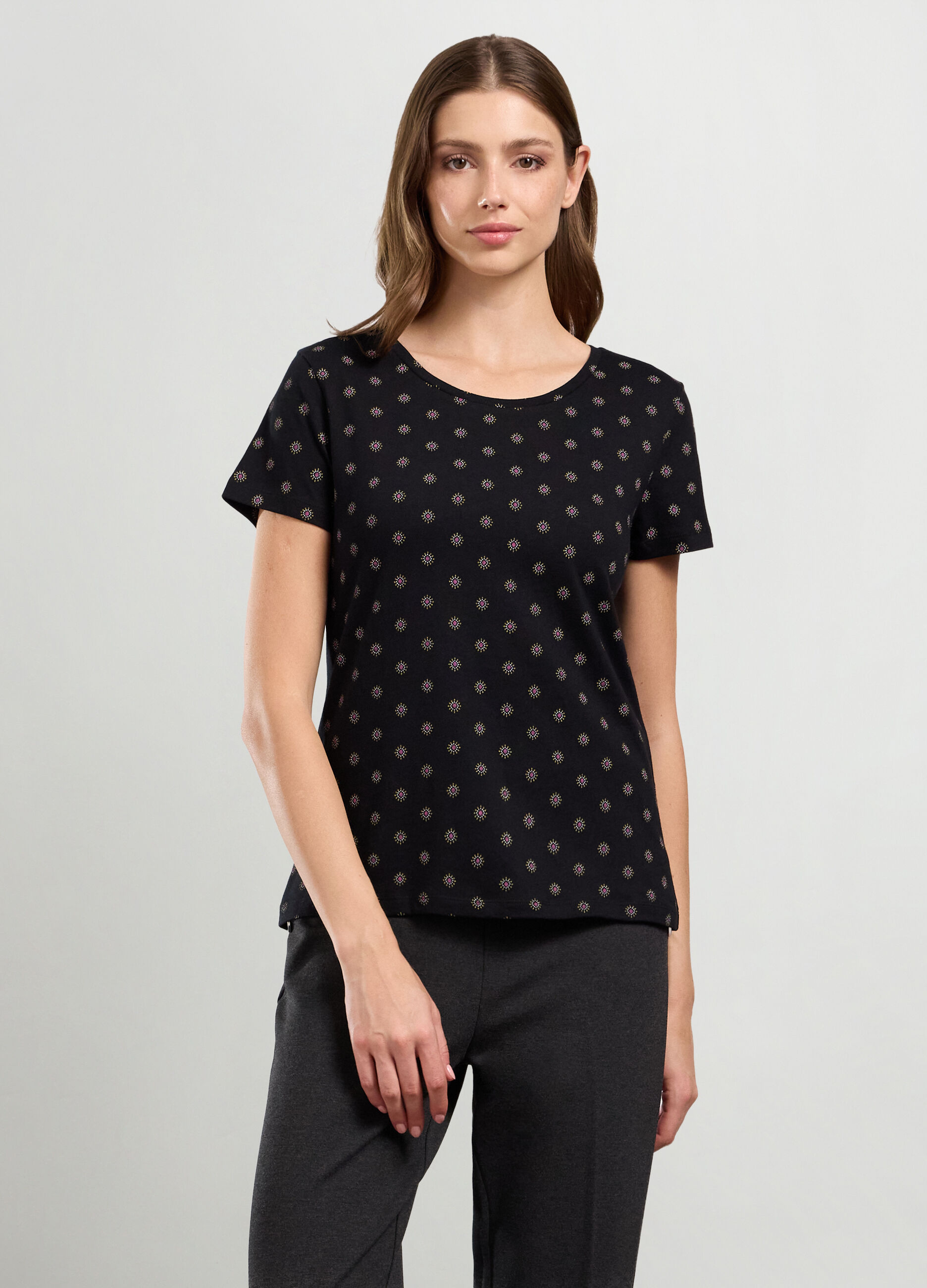 T-shirt in puro cotone con stampa donna_0