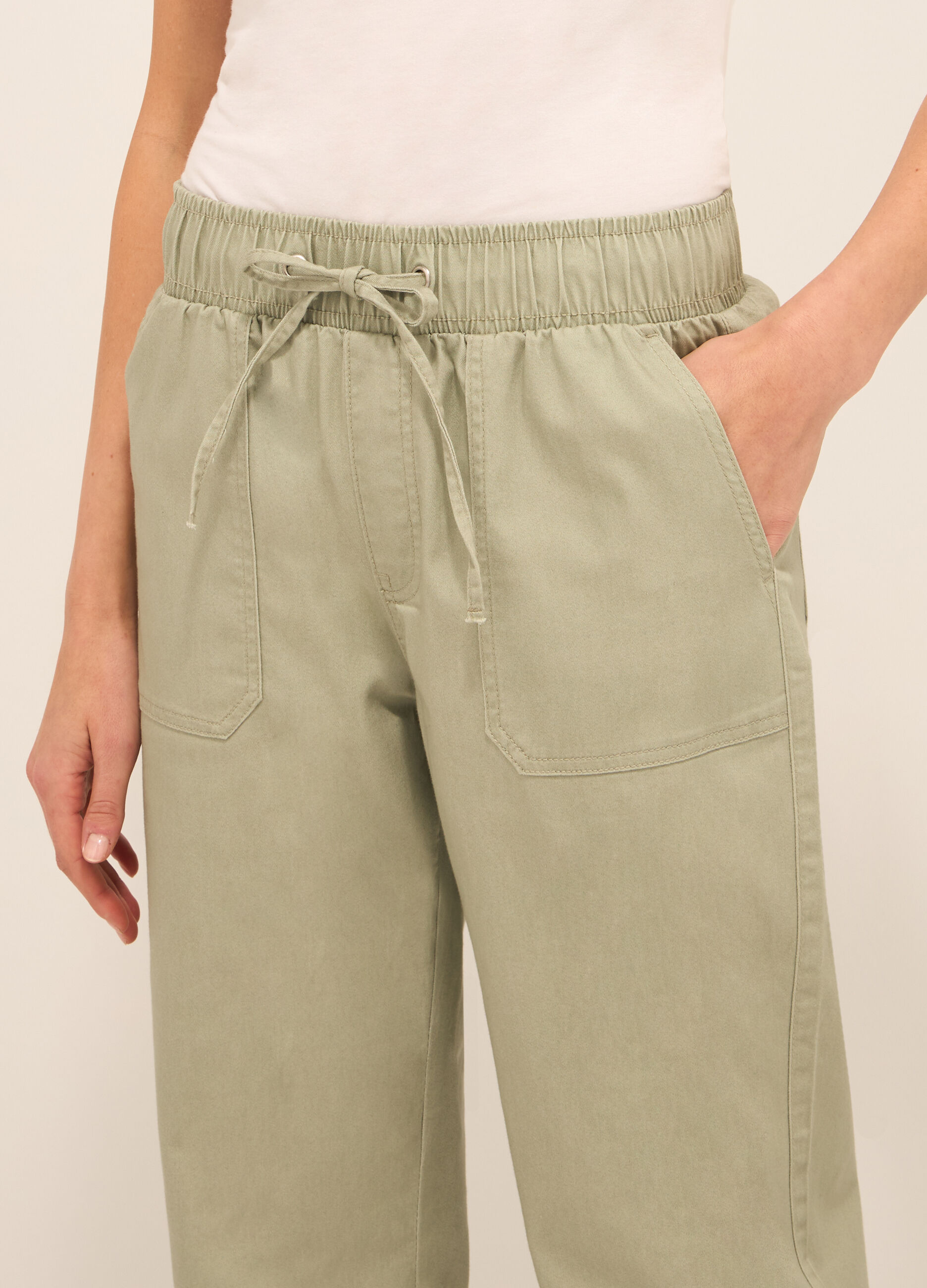 Pantaloni in stretch denim di misto cotone donna_3
