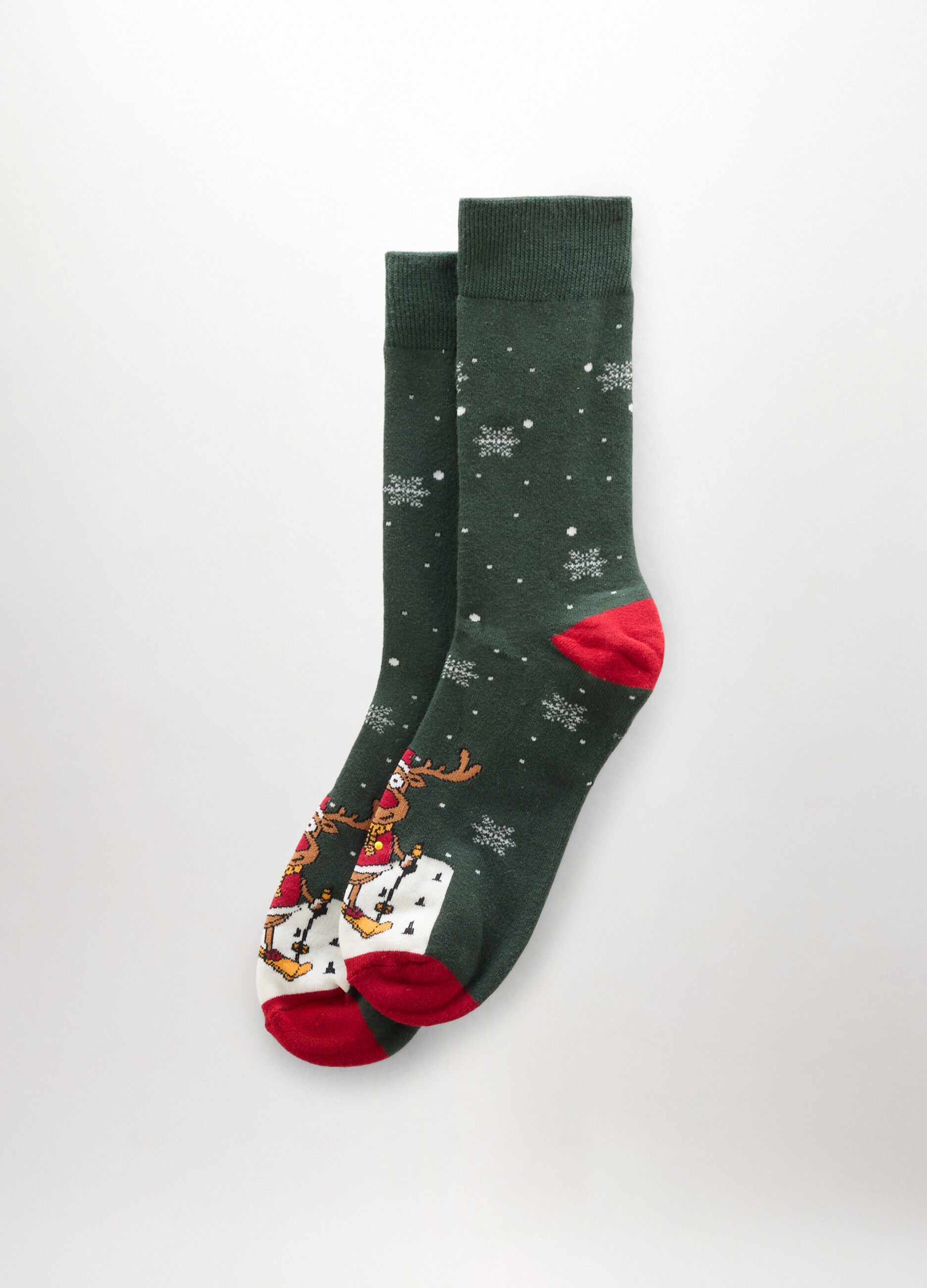 Calze corte in cotone stretch con renna uomo_0