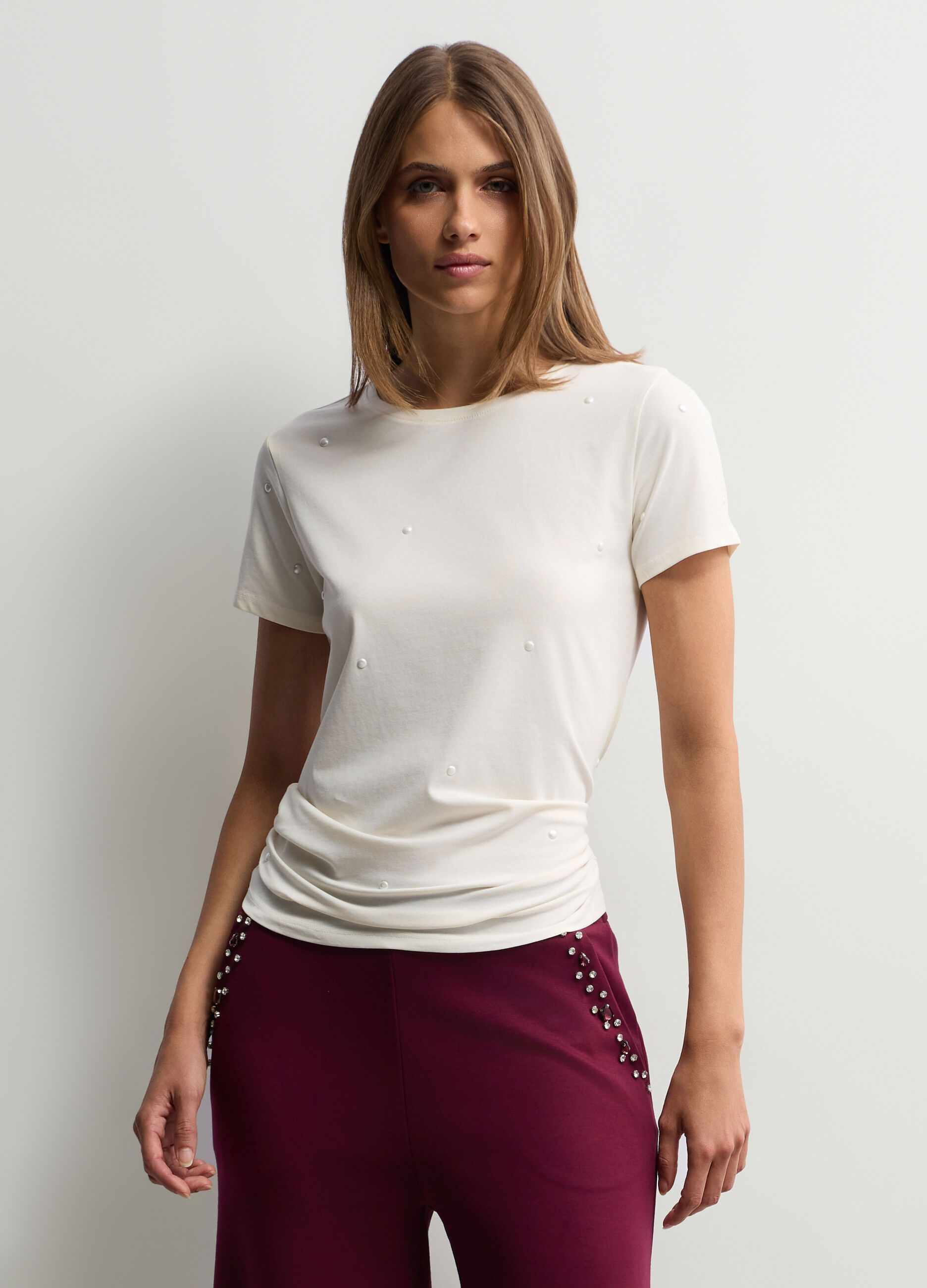 T-shirt girocollo stretch donna_0