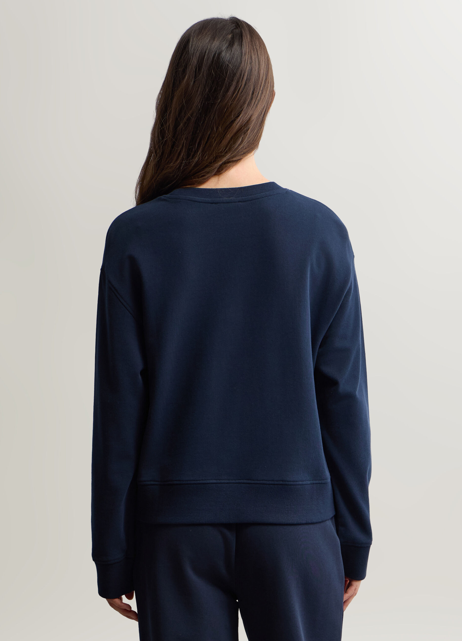 Felpa girocollo in puro cotone garzato donna_1