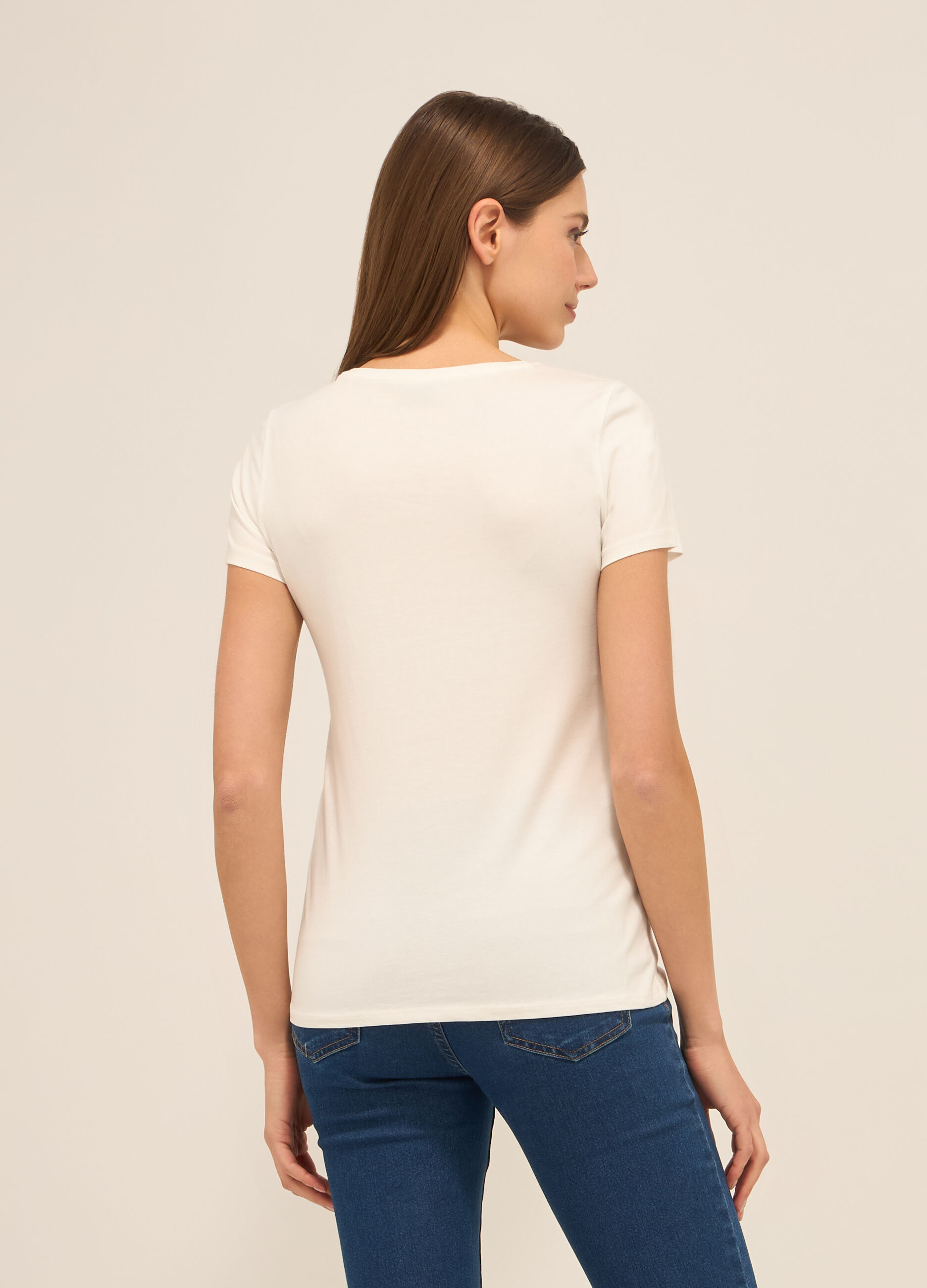 T-shirt in jersey di cotone stretch donna_1
