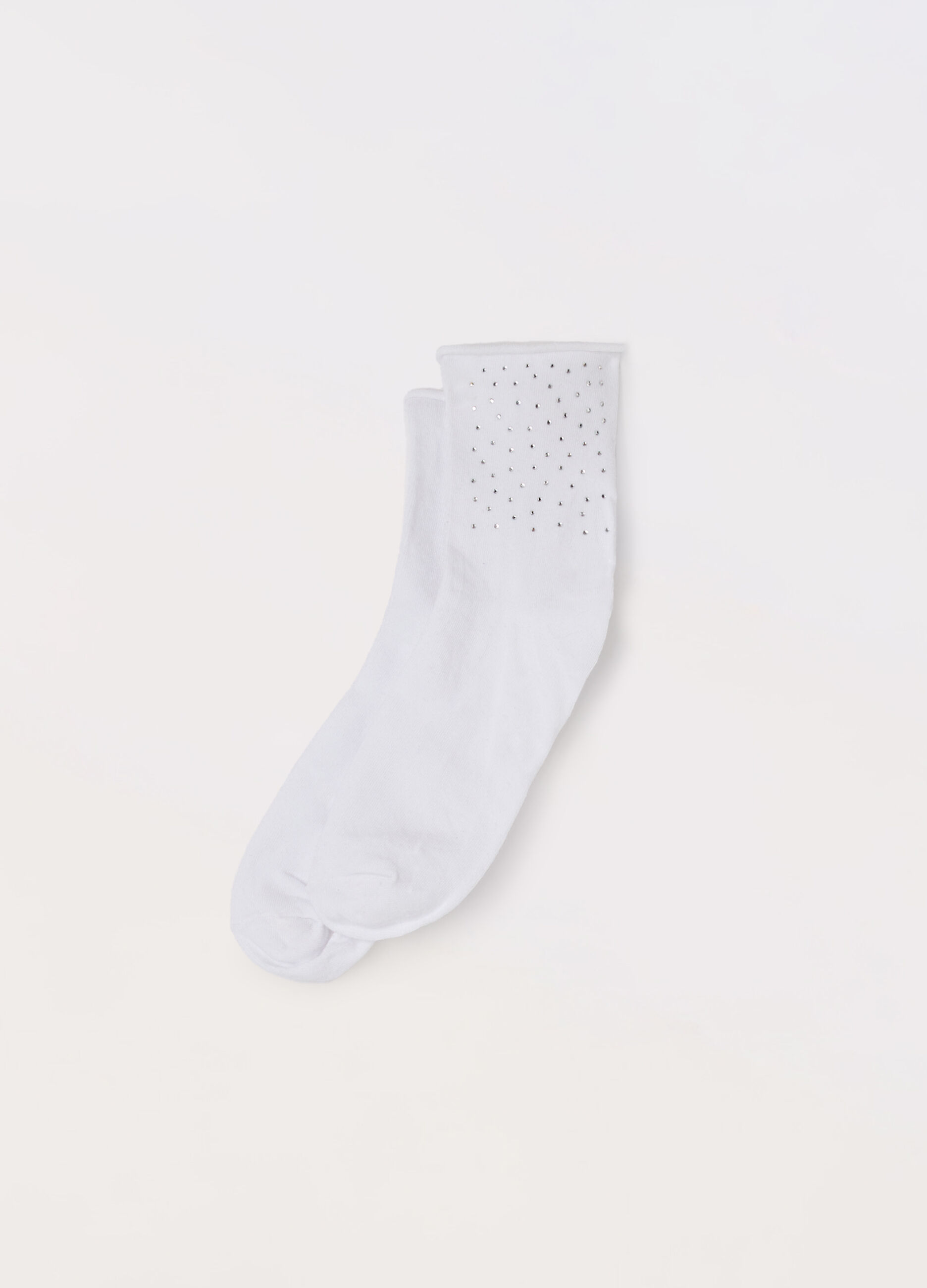 Calze in misto cotone con strass donna_0