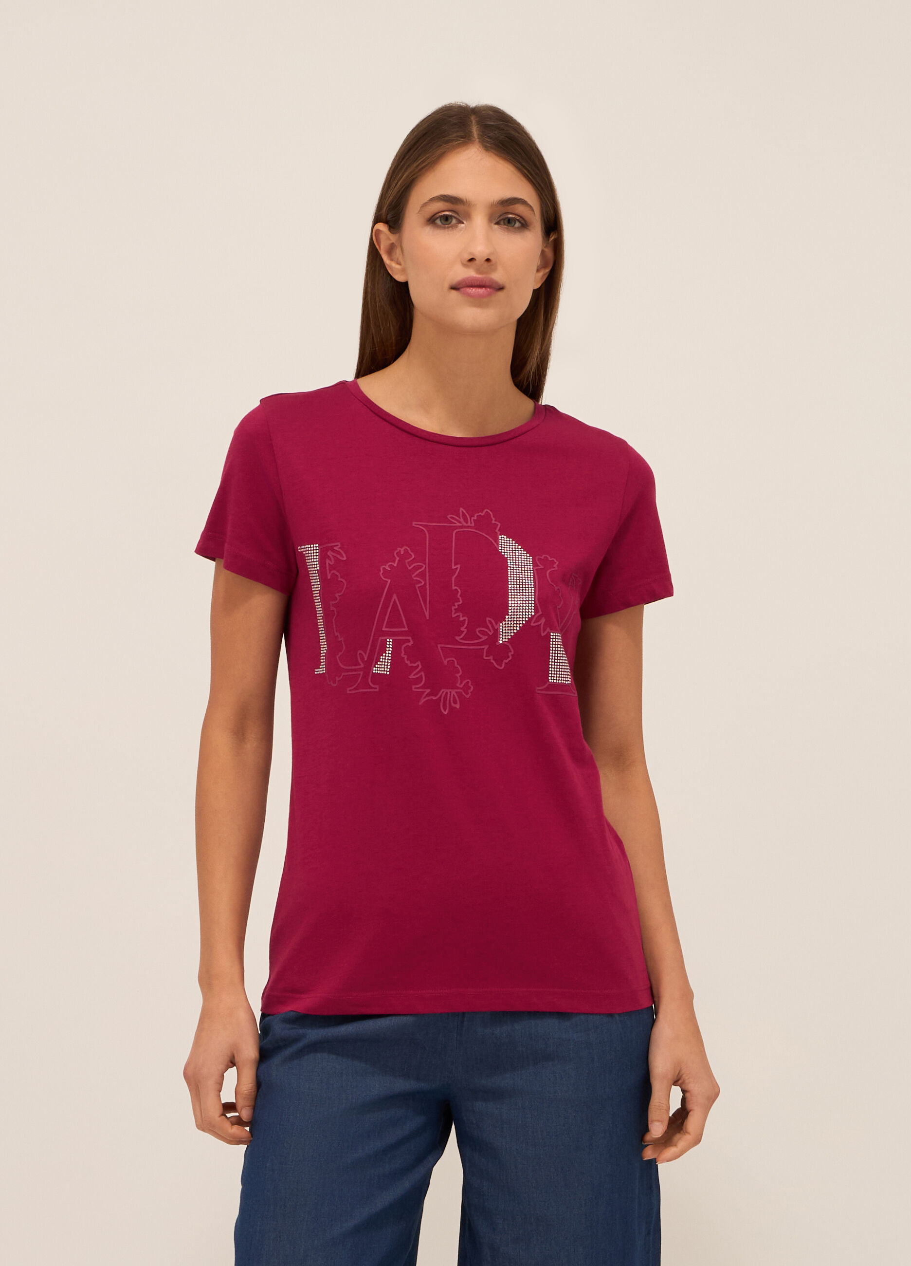 T-shirt in jersey di puro cotone donna_0