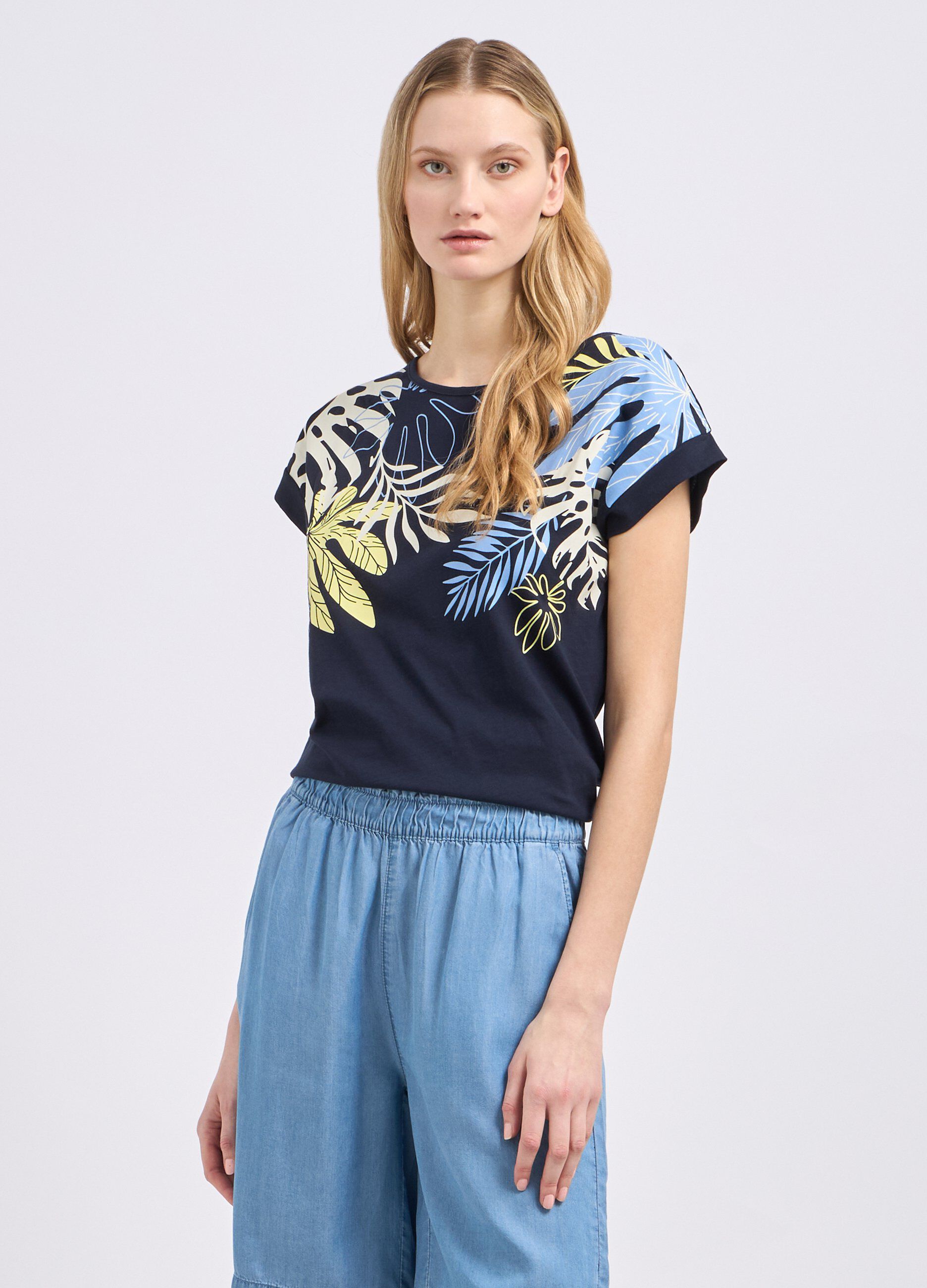 T-shirt in puro cotone con stampa donna_0