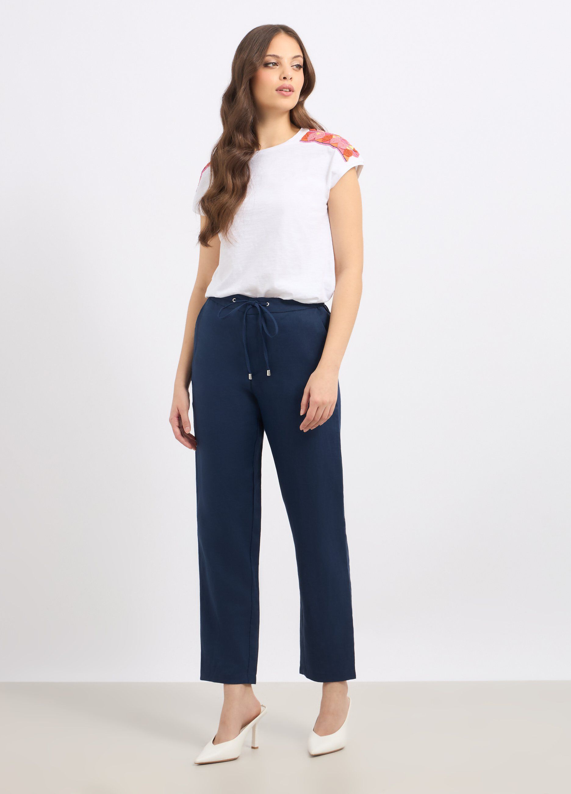 Pantaloni in puro lino donna