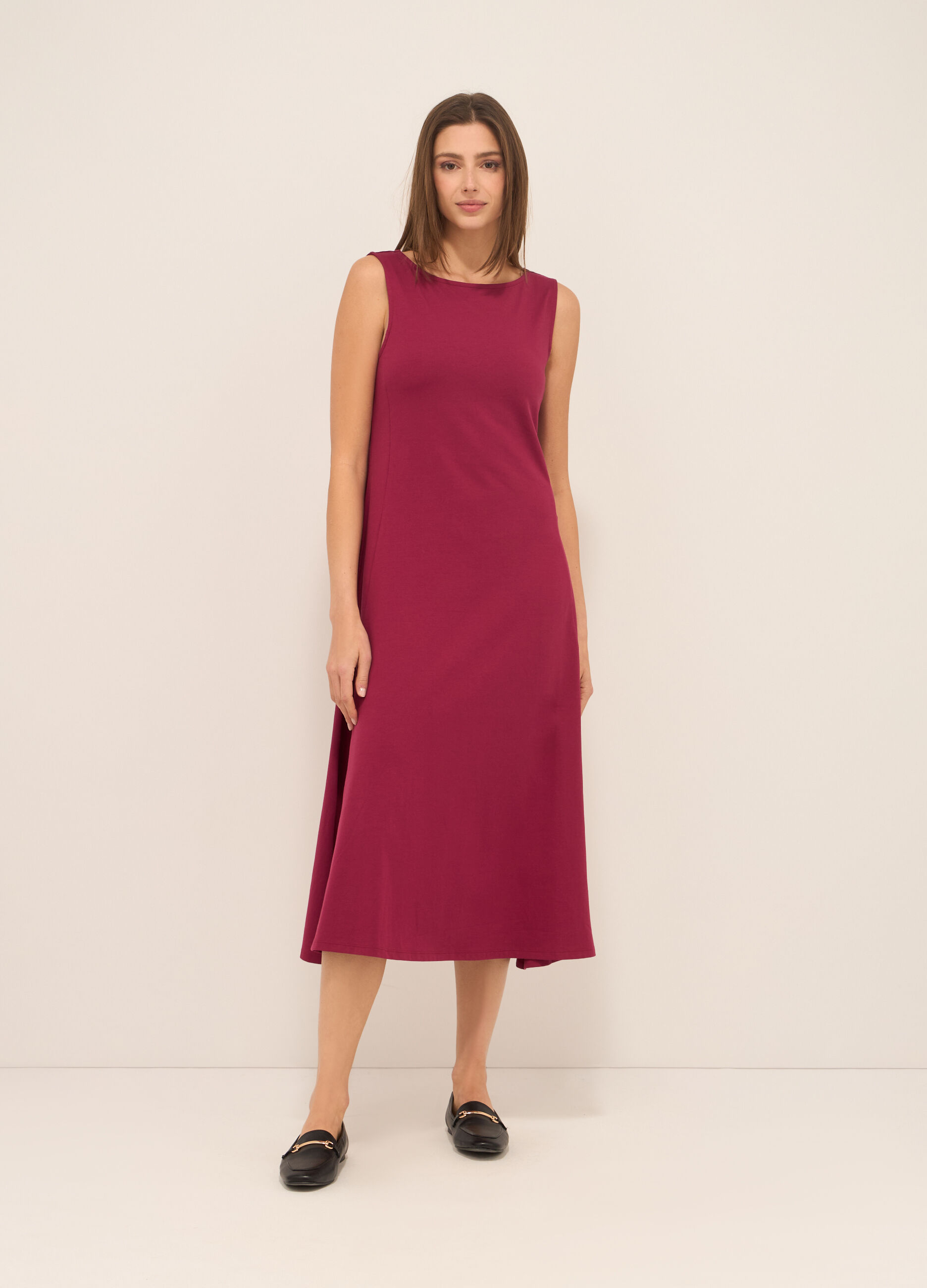 Abito lungo in jersey di cotone stretch donna_0