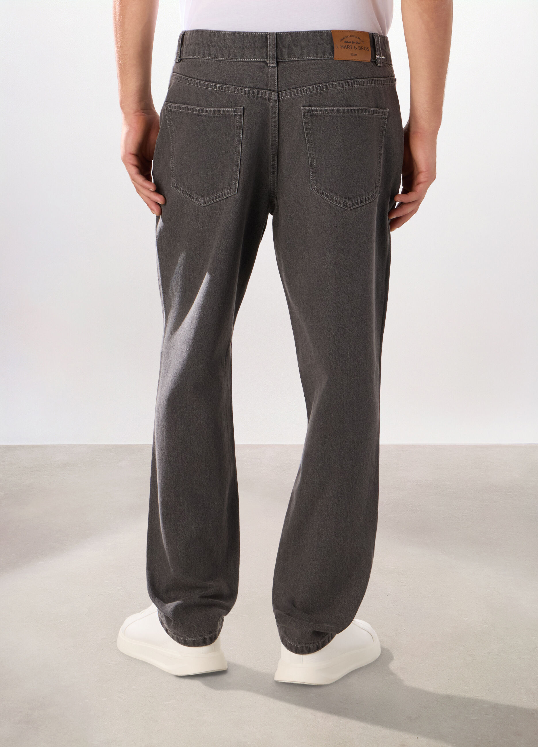Jeans 5 tasche regular in denim di cotone uomo_2
