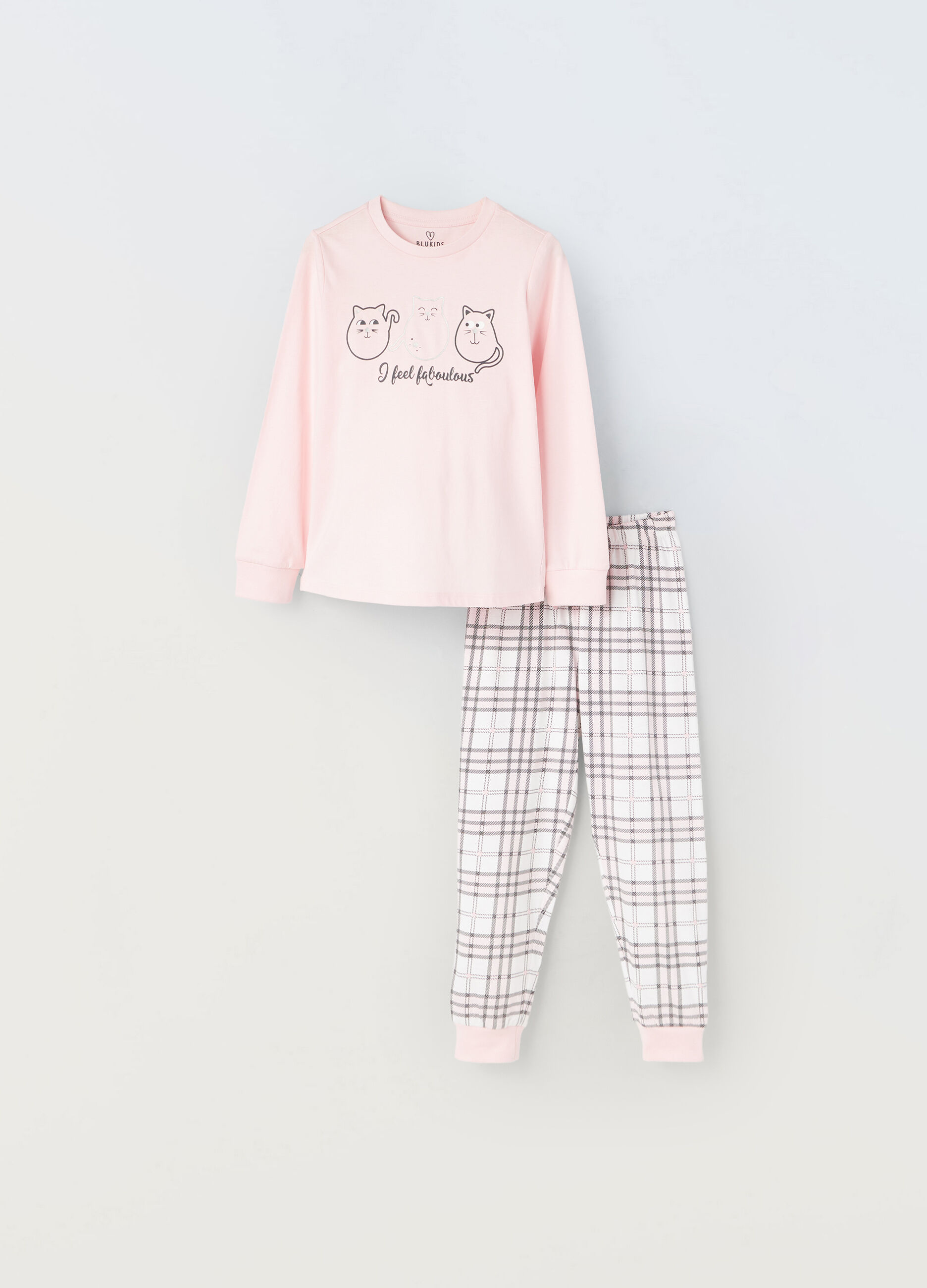 Set pigiama lungo in puro cotone bambina_0