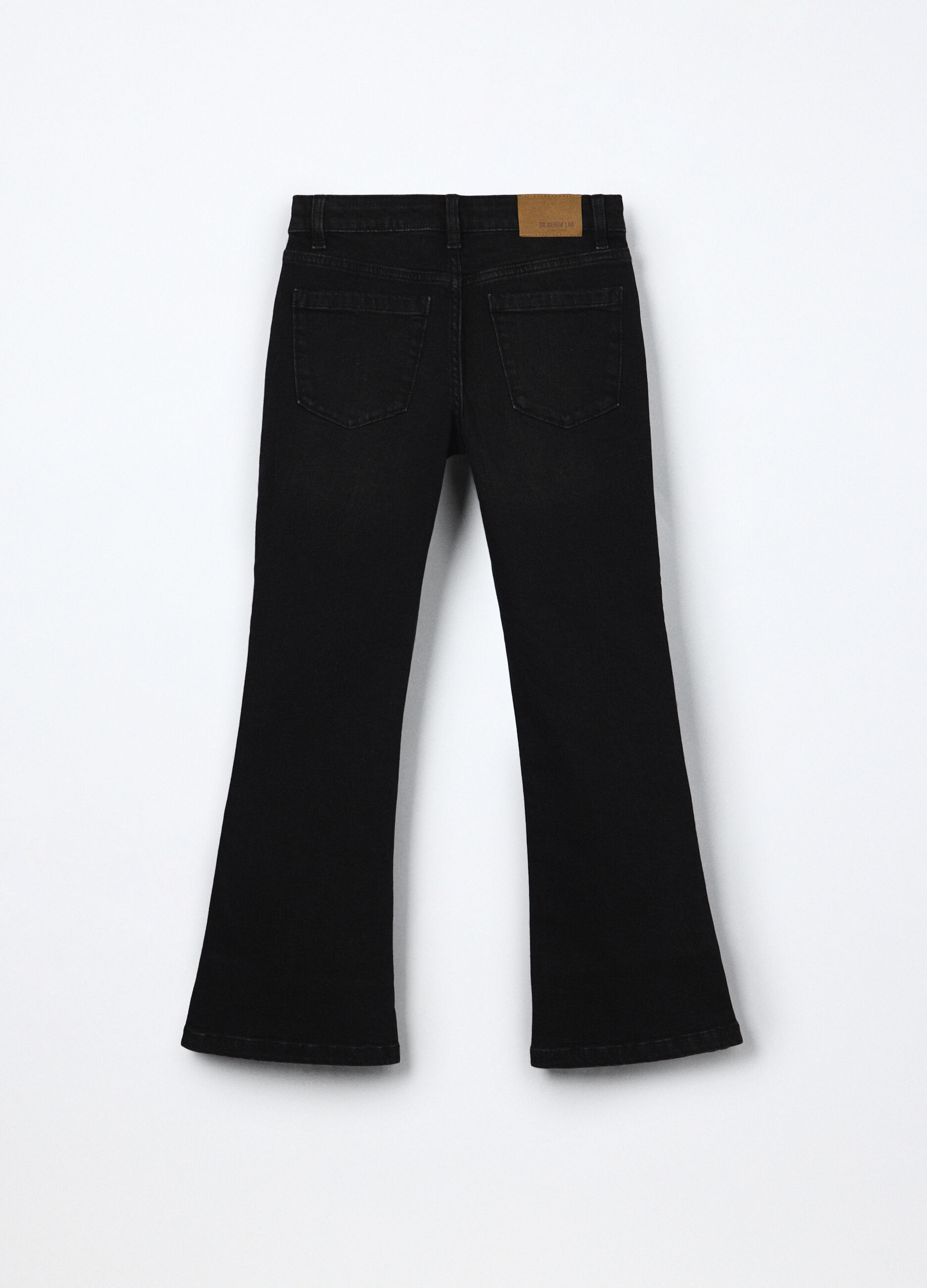 Pantaloni flare fit in denim di cotone stretch ragazza_1
