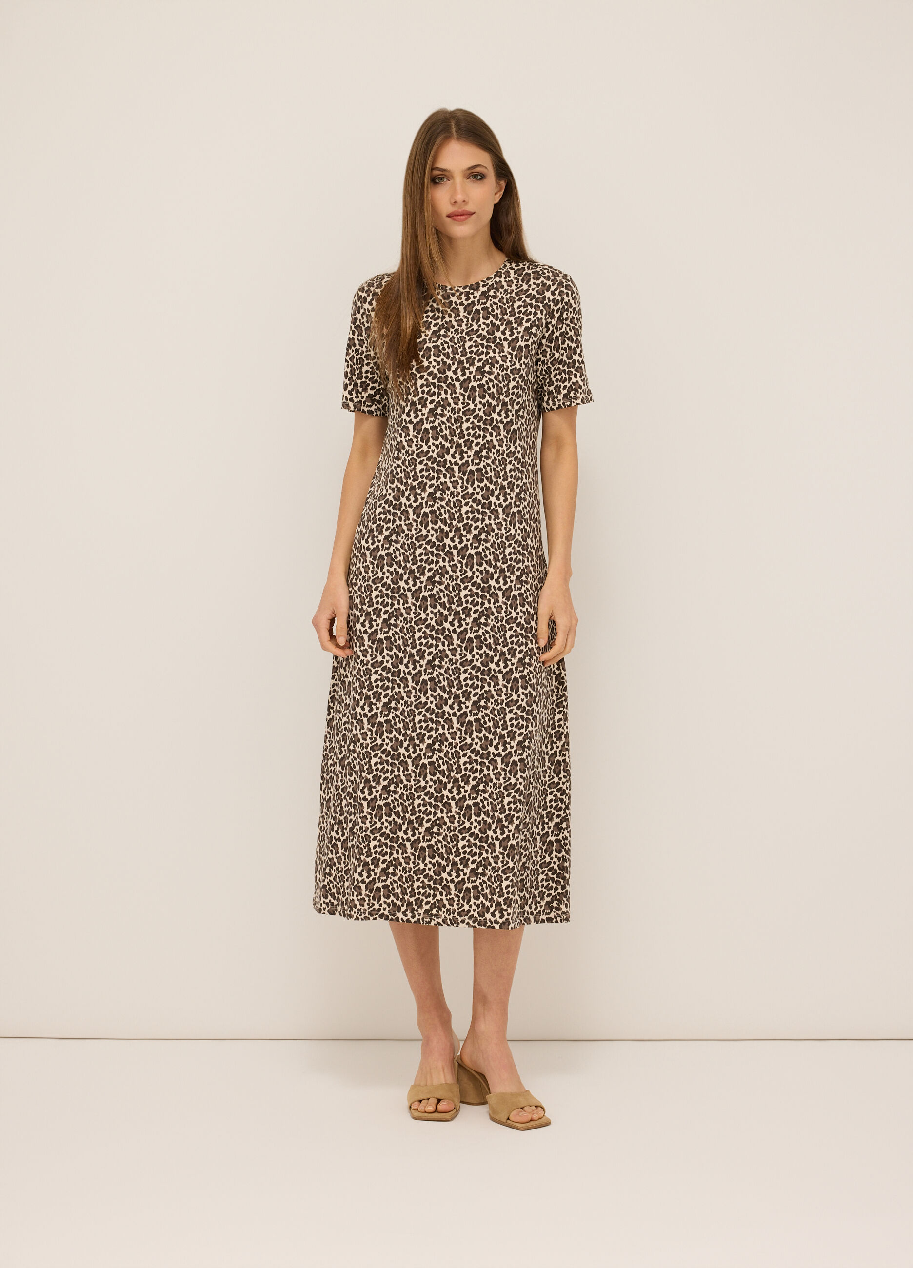 Abito lungo in jersey di cotone stretch donna_0