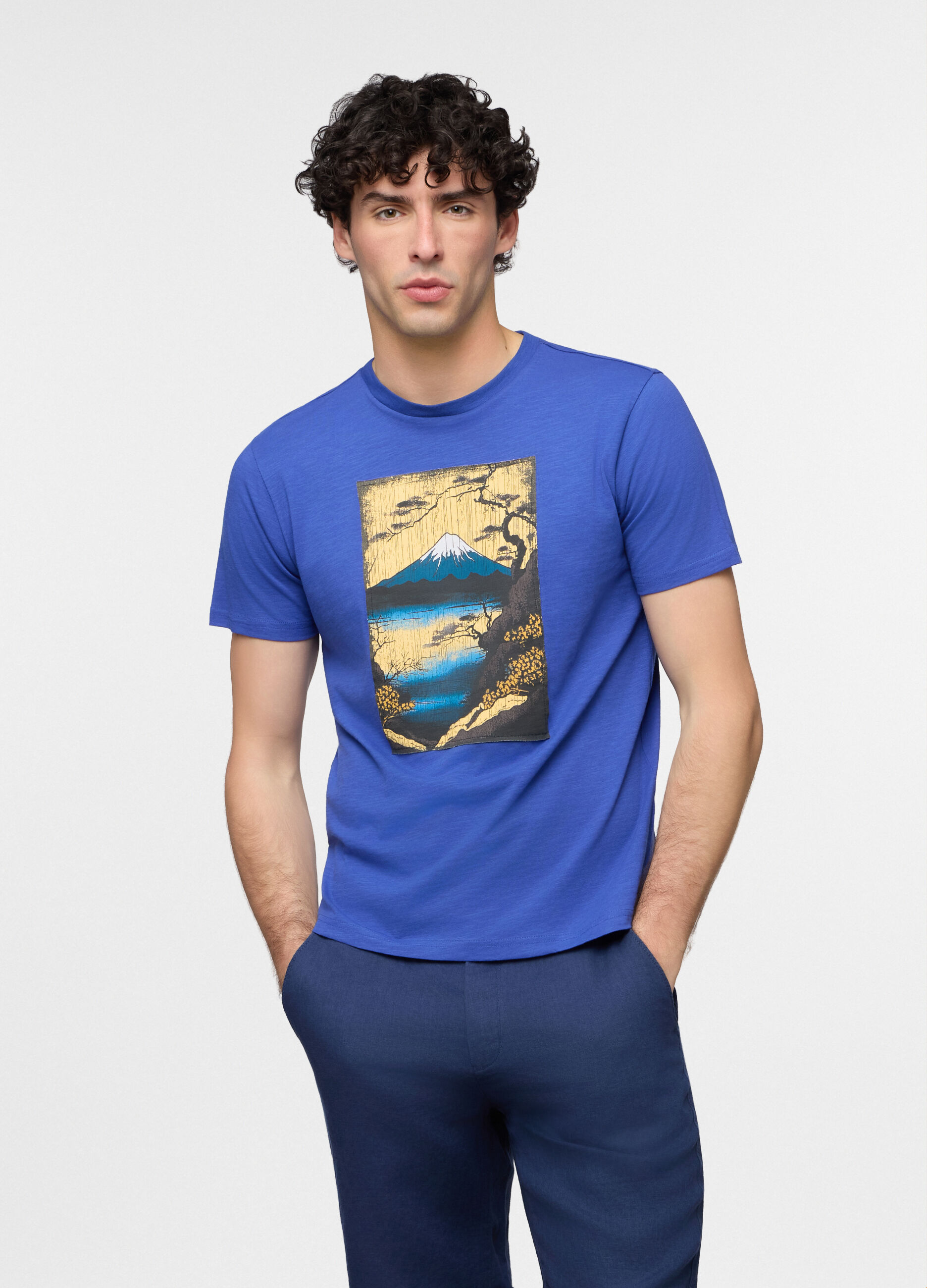 T-shirt in jersey di cotone Monte Fuji uomo_0