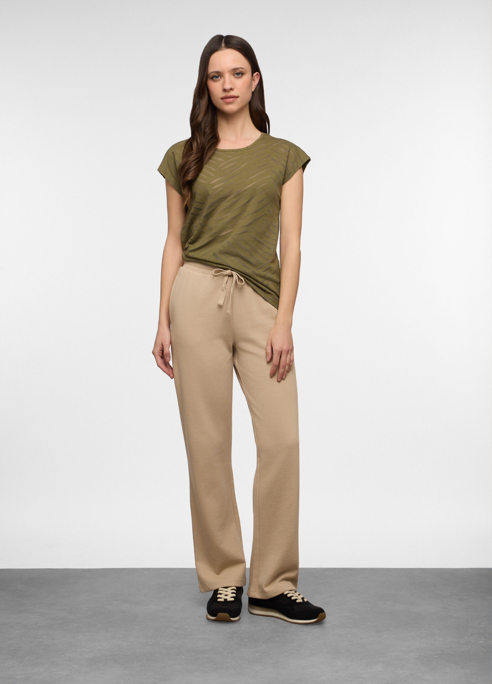 Jogger wide leg in french terry misto cotone donna_0