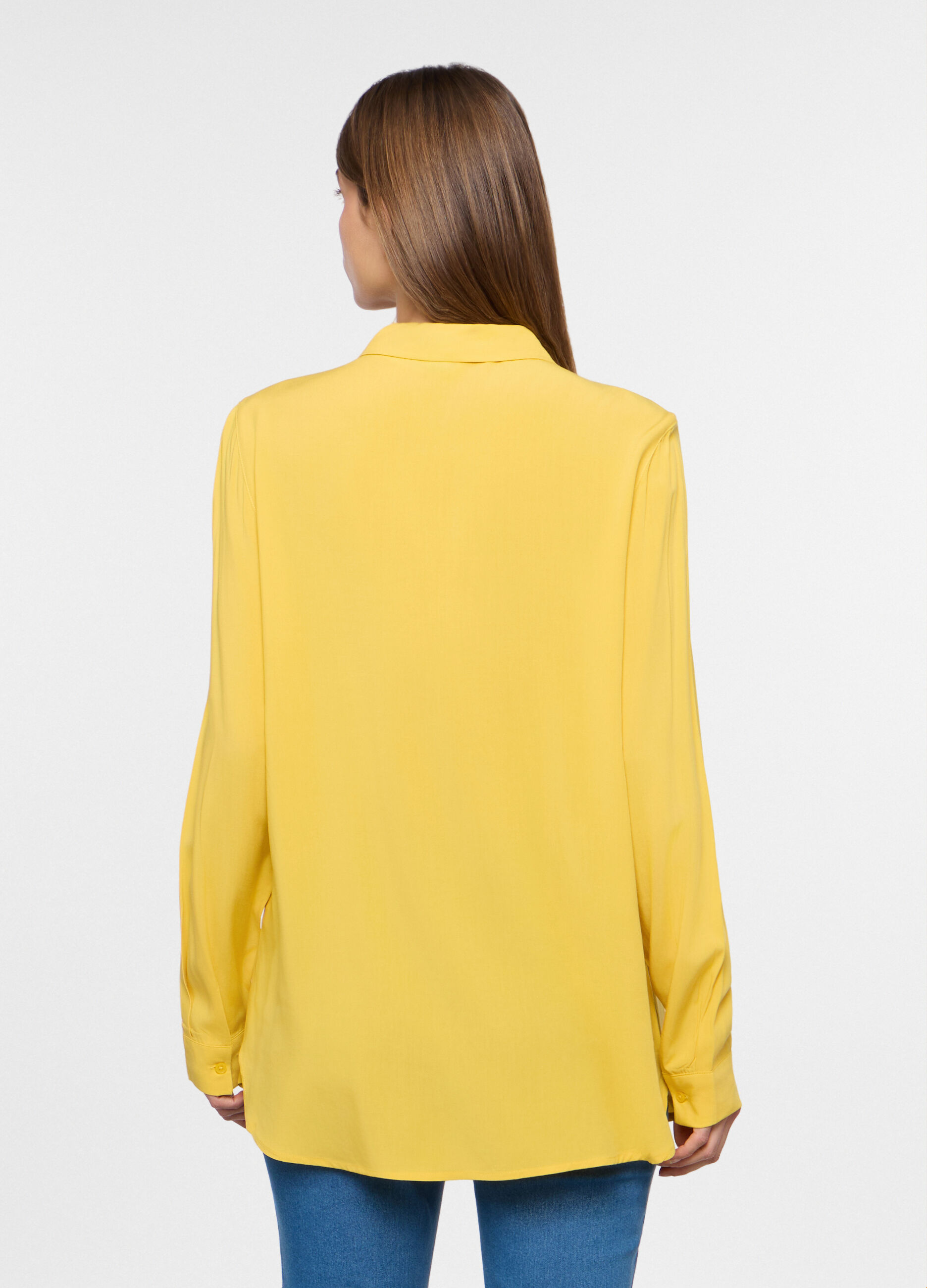 Blusa regular fit in pura viscosa con scollo a V donna_1