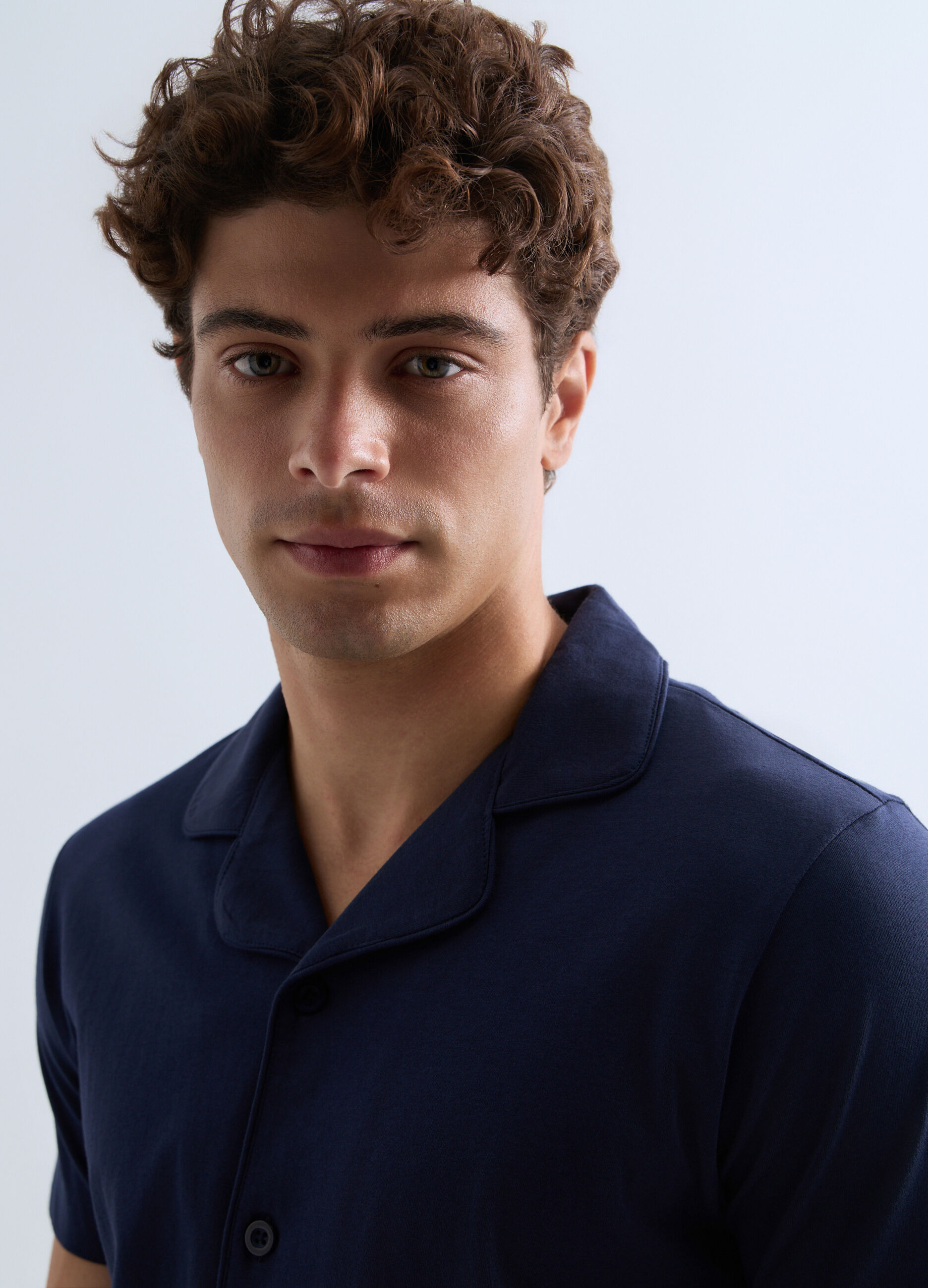 Pigiama corto con camicia in jersey di cotone uomo_2
