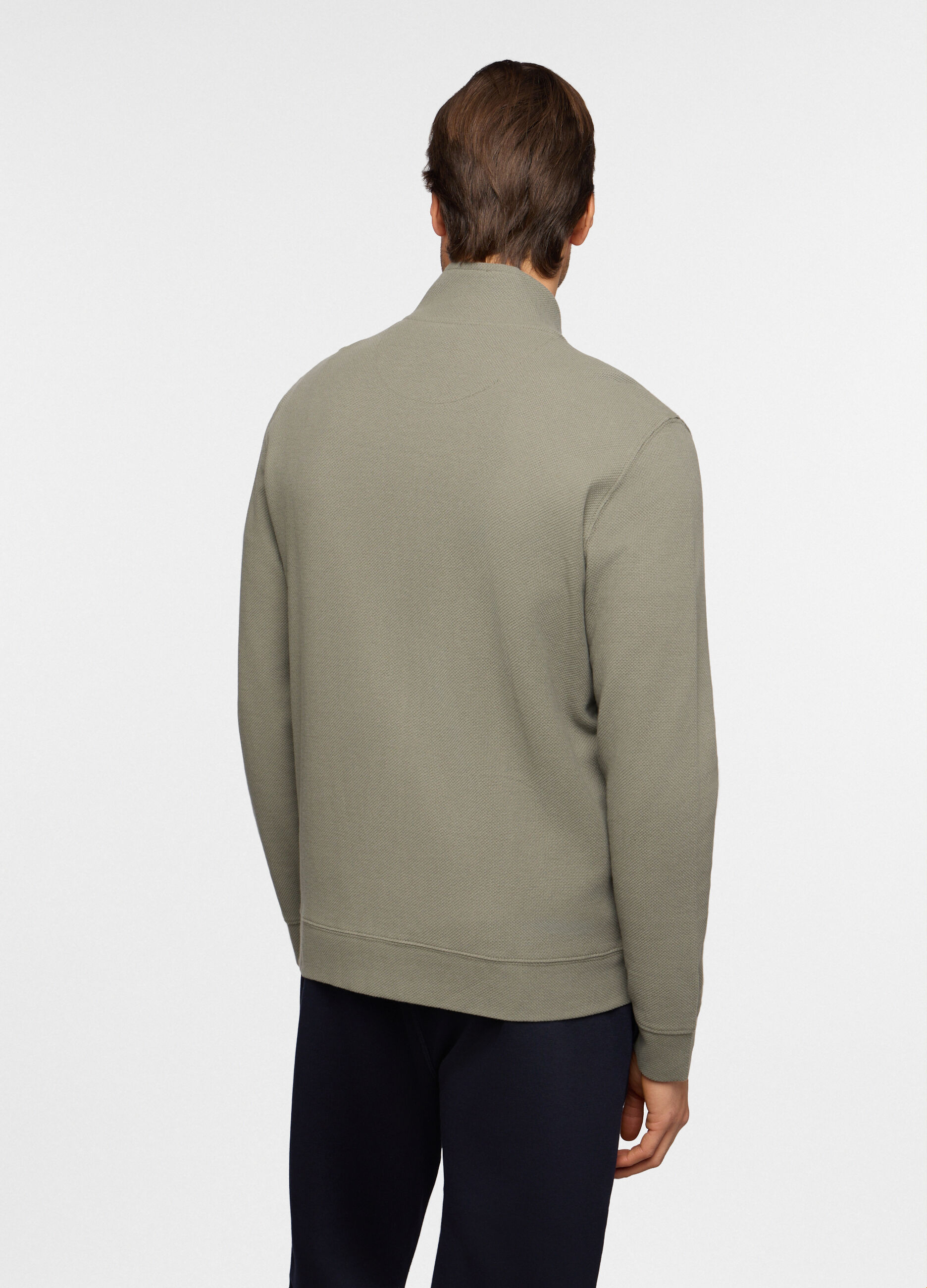 Felpa con zip in maglia di cotone uomo_1