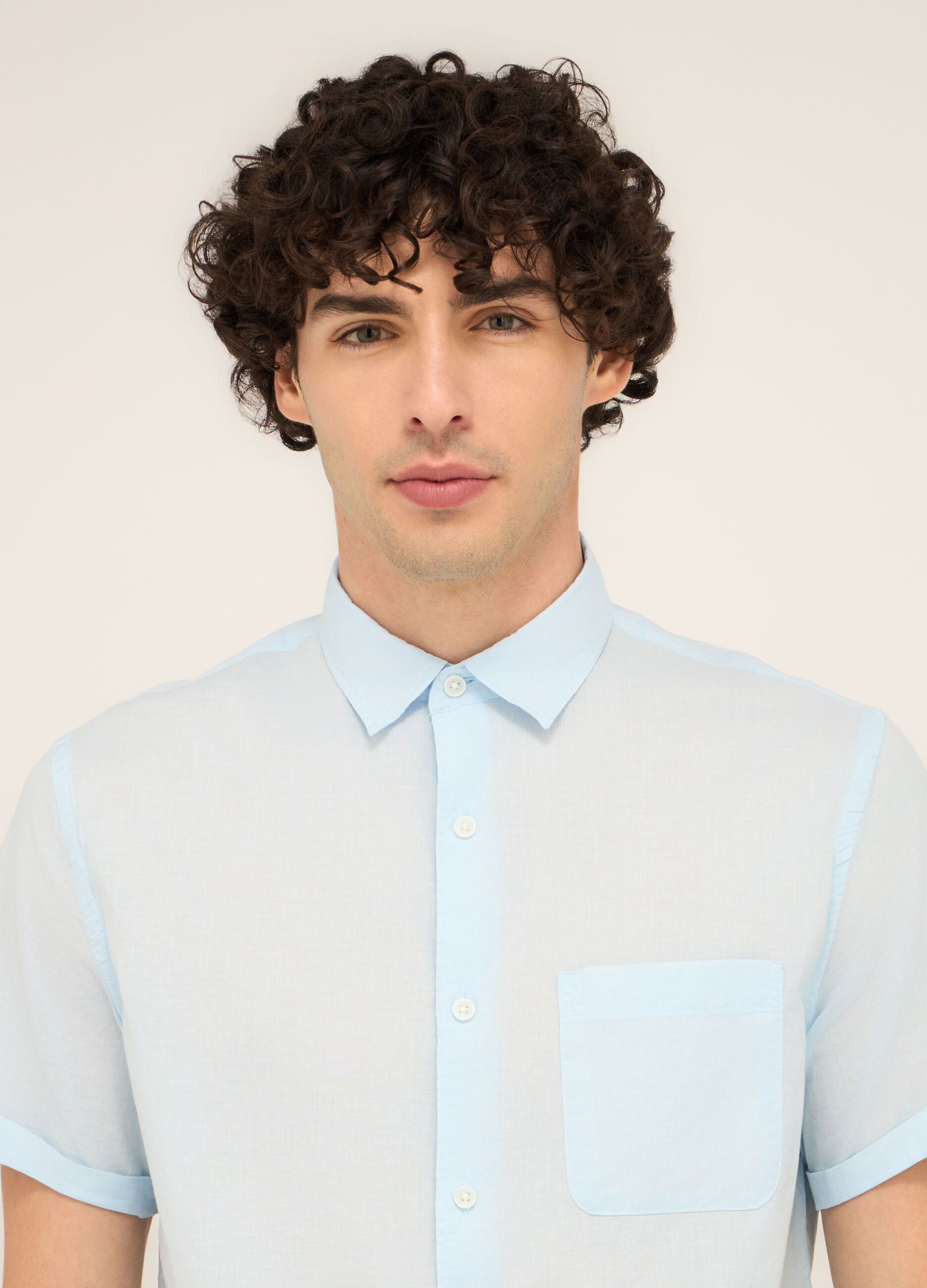Camicia a maniche corte con taschino uomo_2