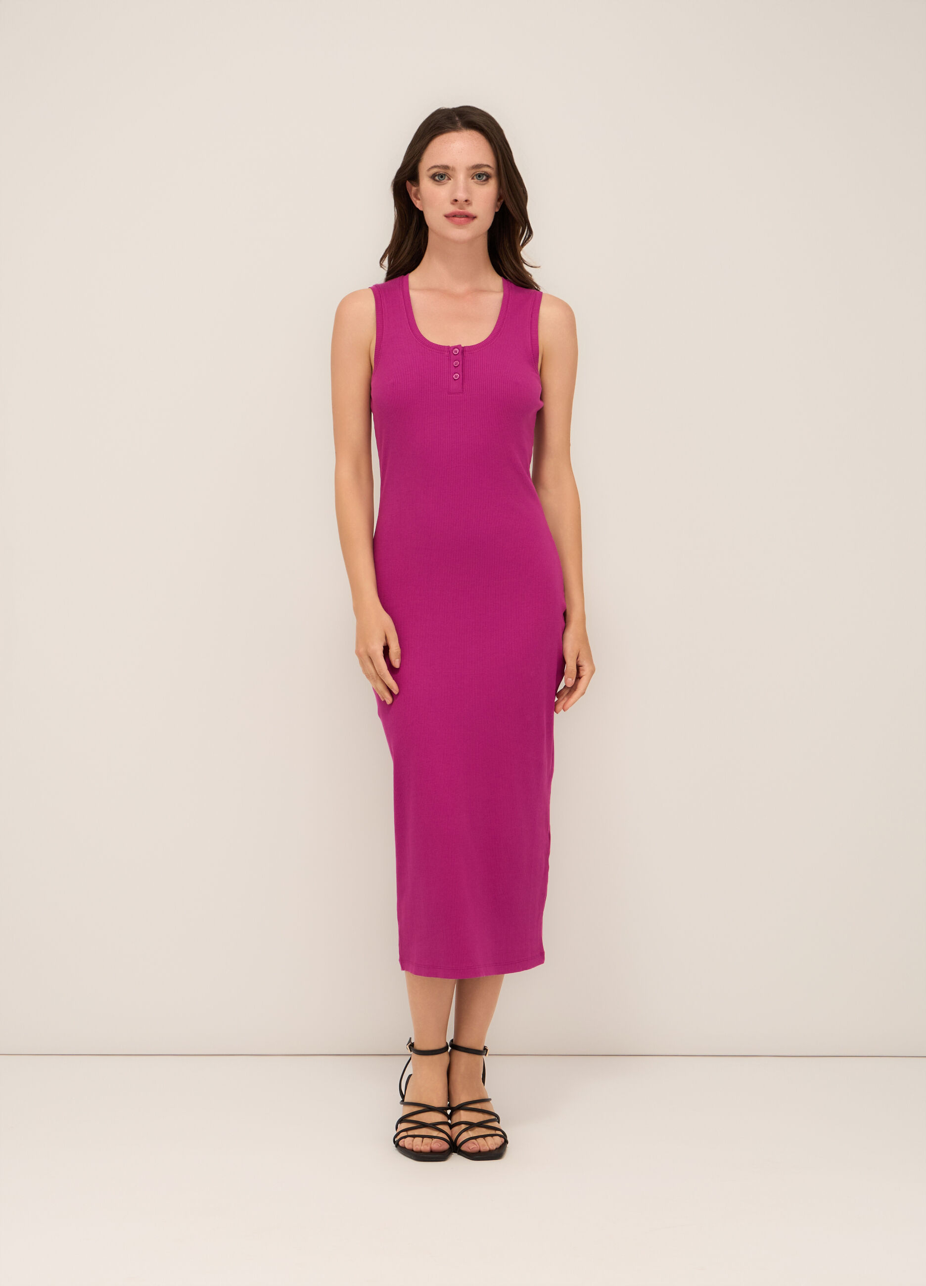 Tubino in costina di cotone stretch donna_0