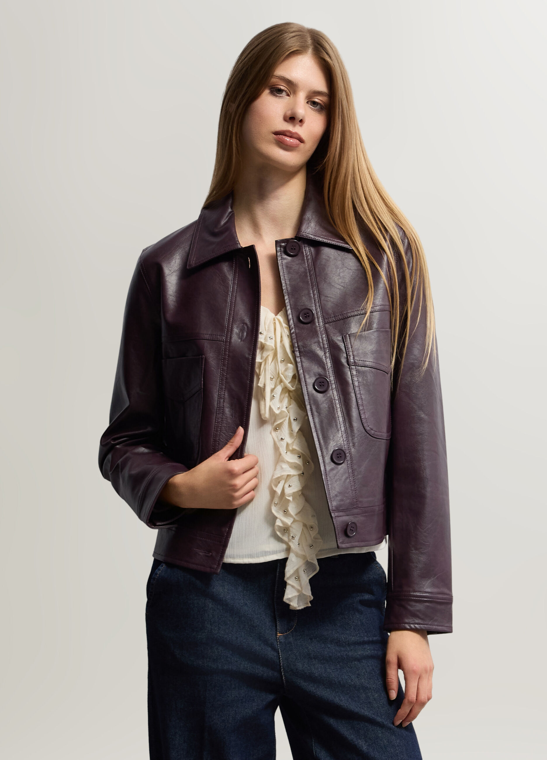 Giacca Fit Slim in eco pelle donna_0