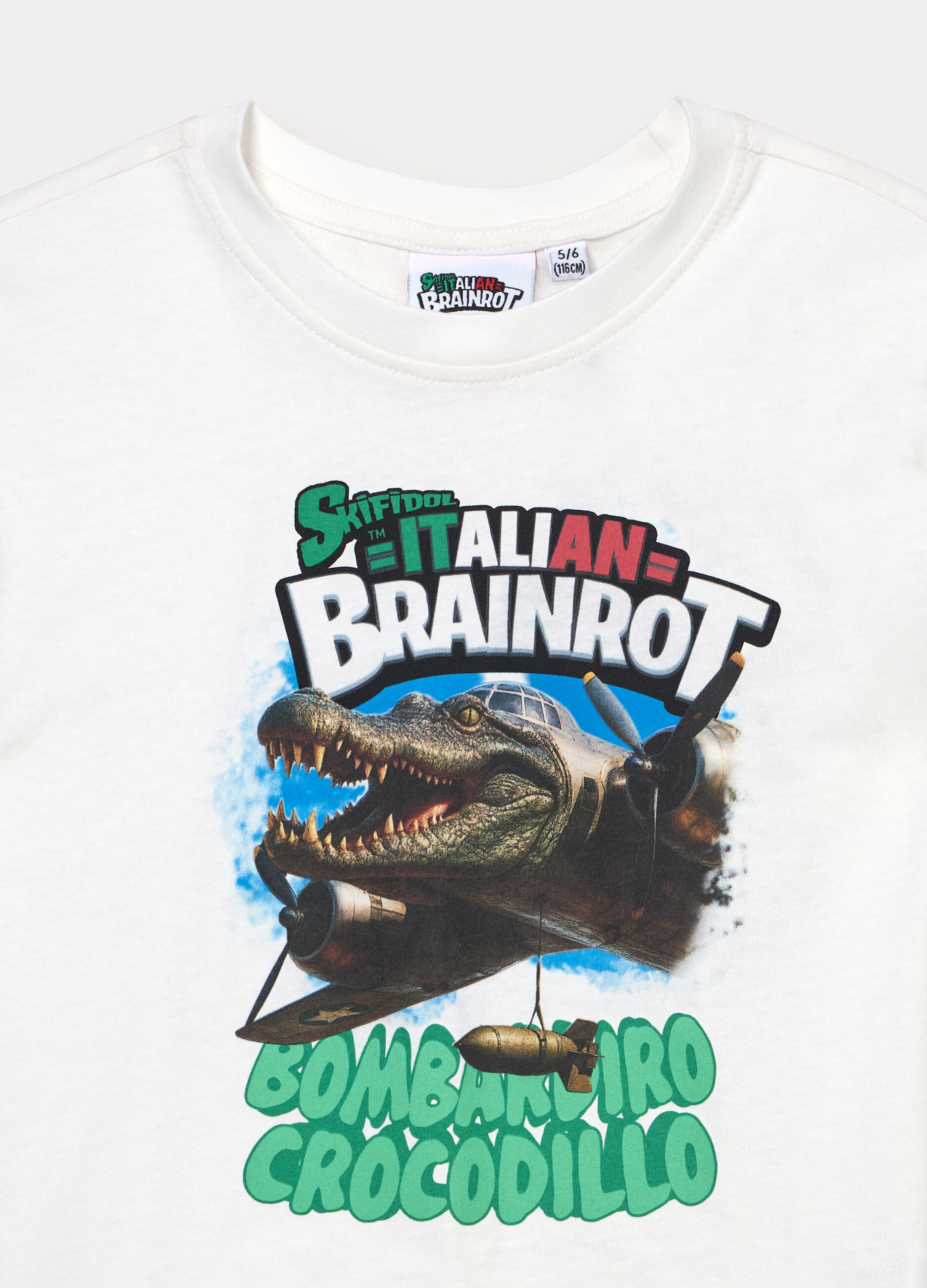 T-shirt girocollo Skifidol Italian Brainrot in jersey di puro cotone bambino_2