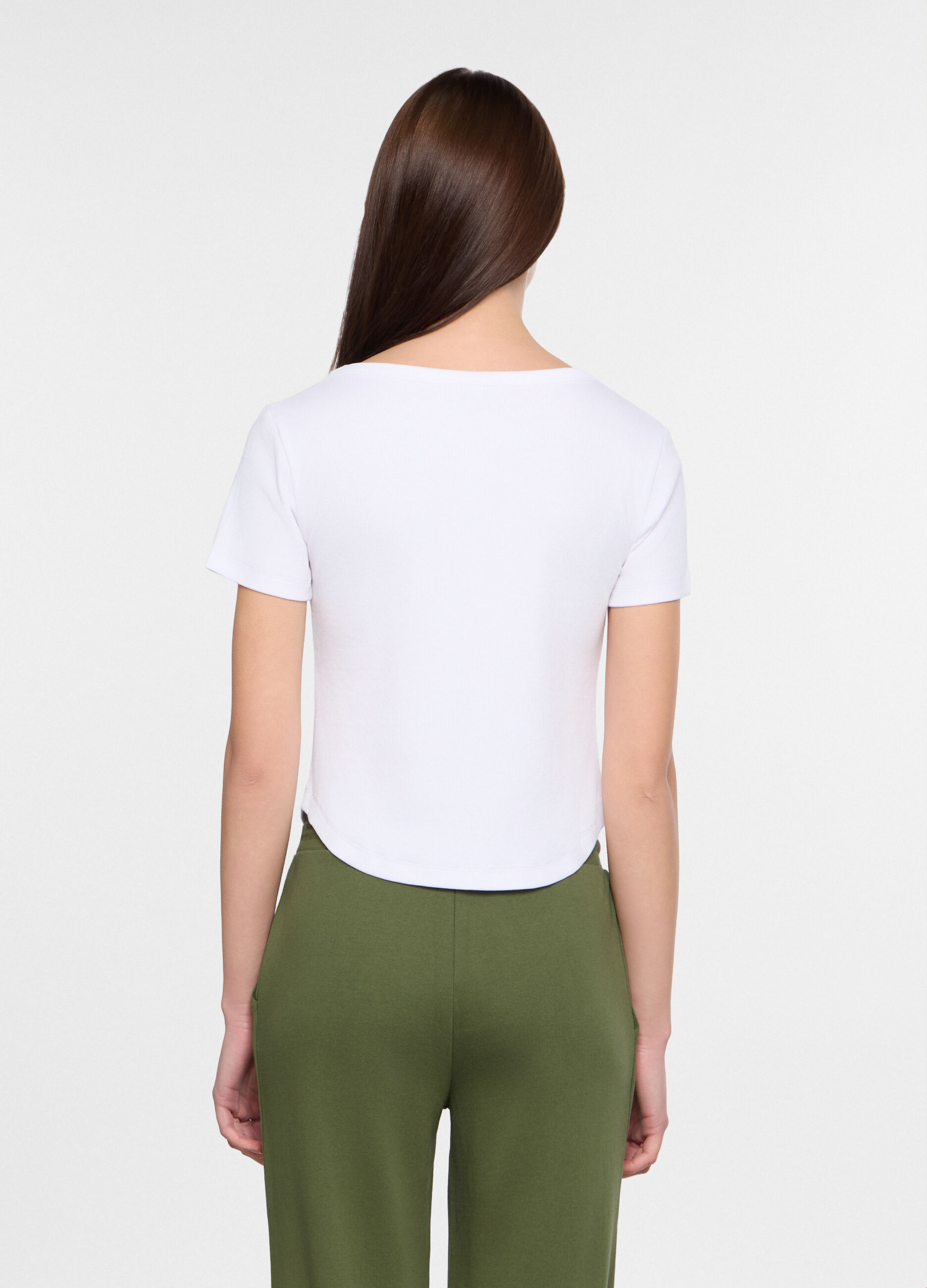 T-shirt in costina stretch donna_1