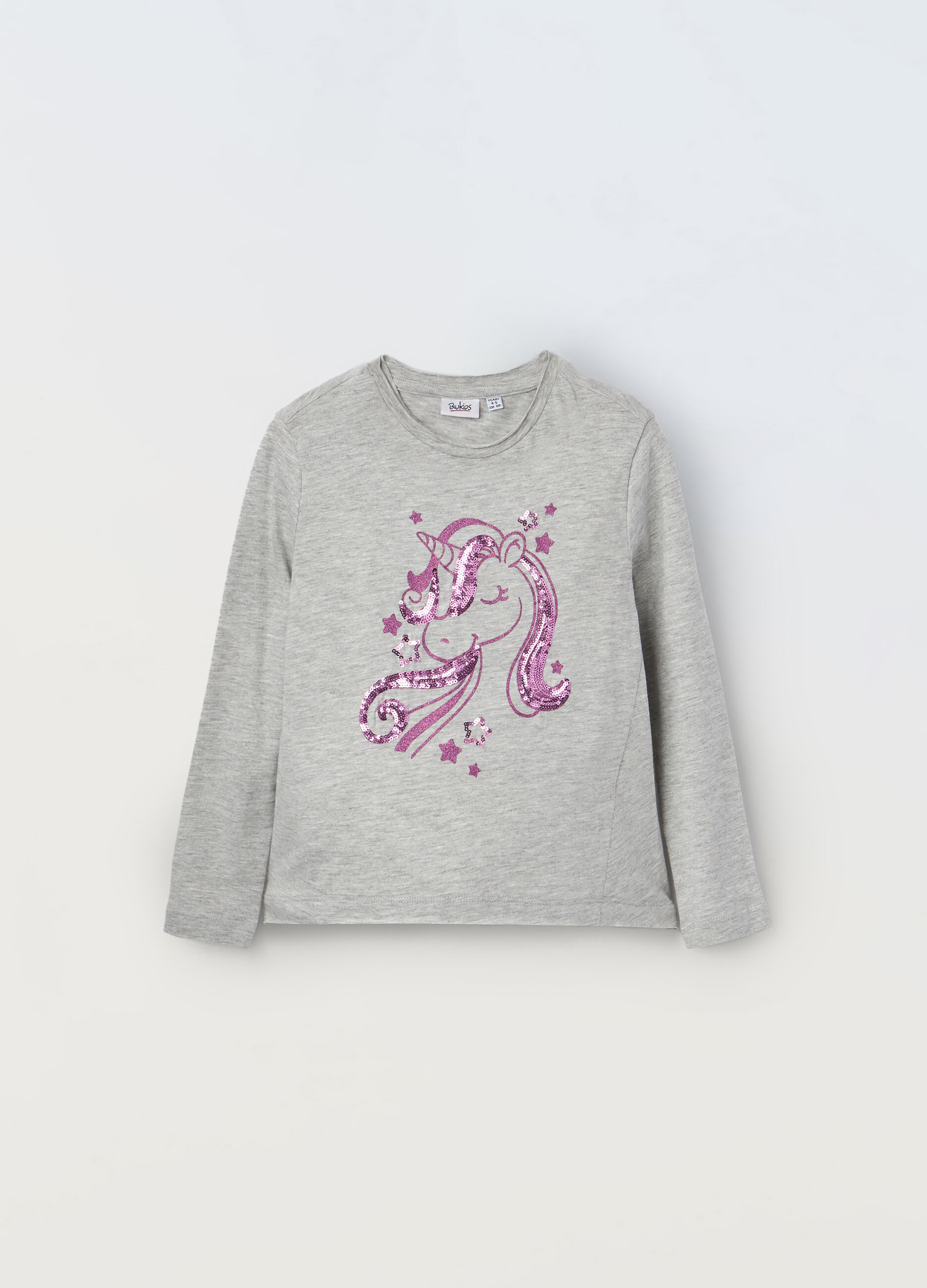 T-shirt a maniche lunghe in cotone stretch bambina_0