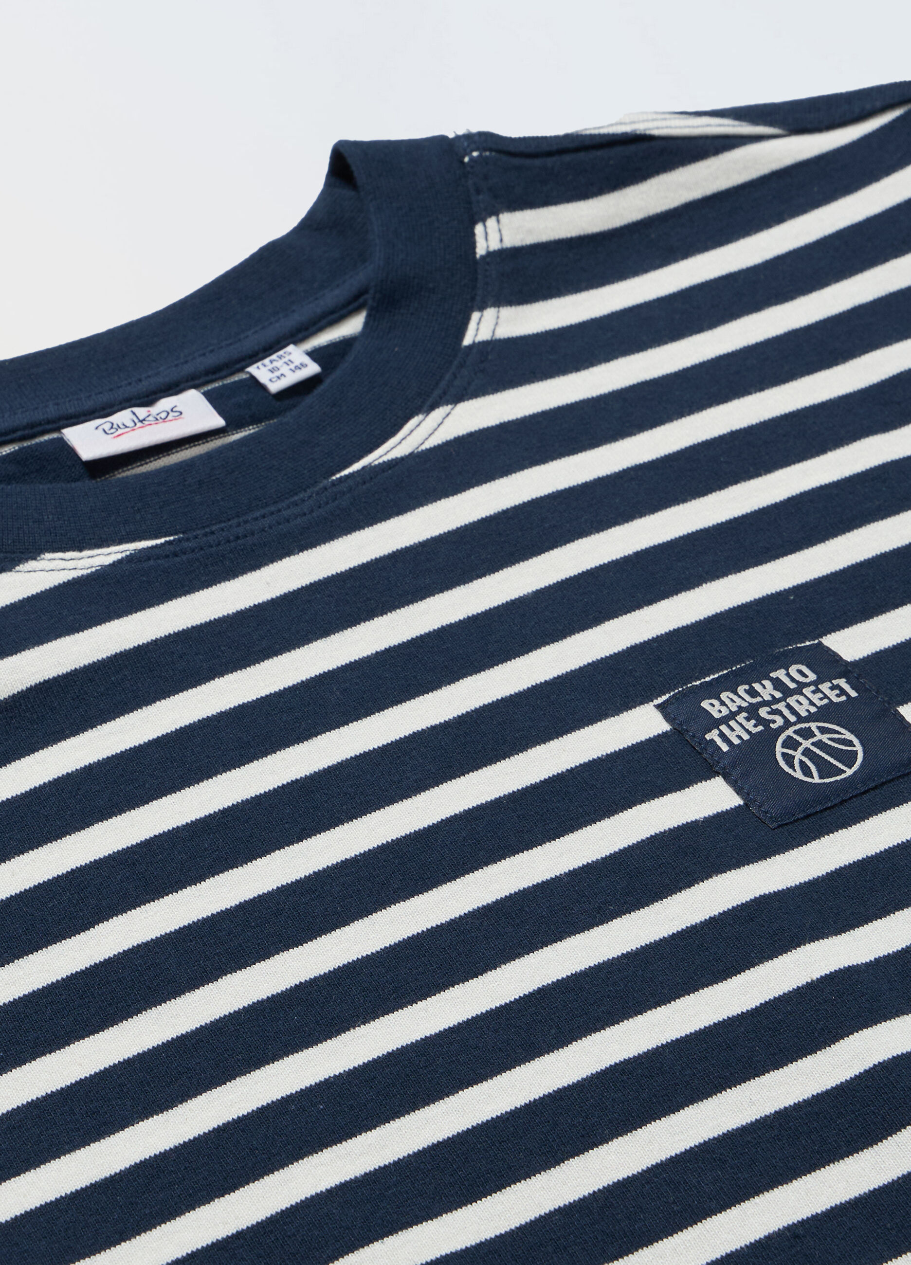 T-shirt a maniche lunghe in puro cotone a righe ragazzo_1