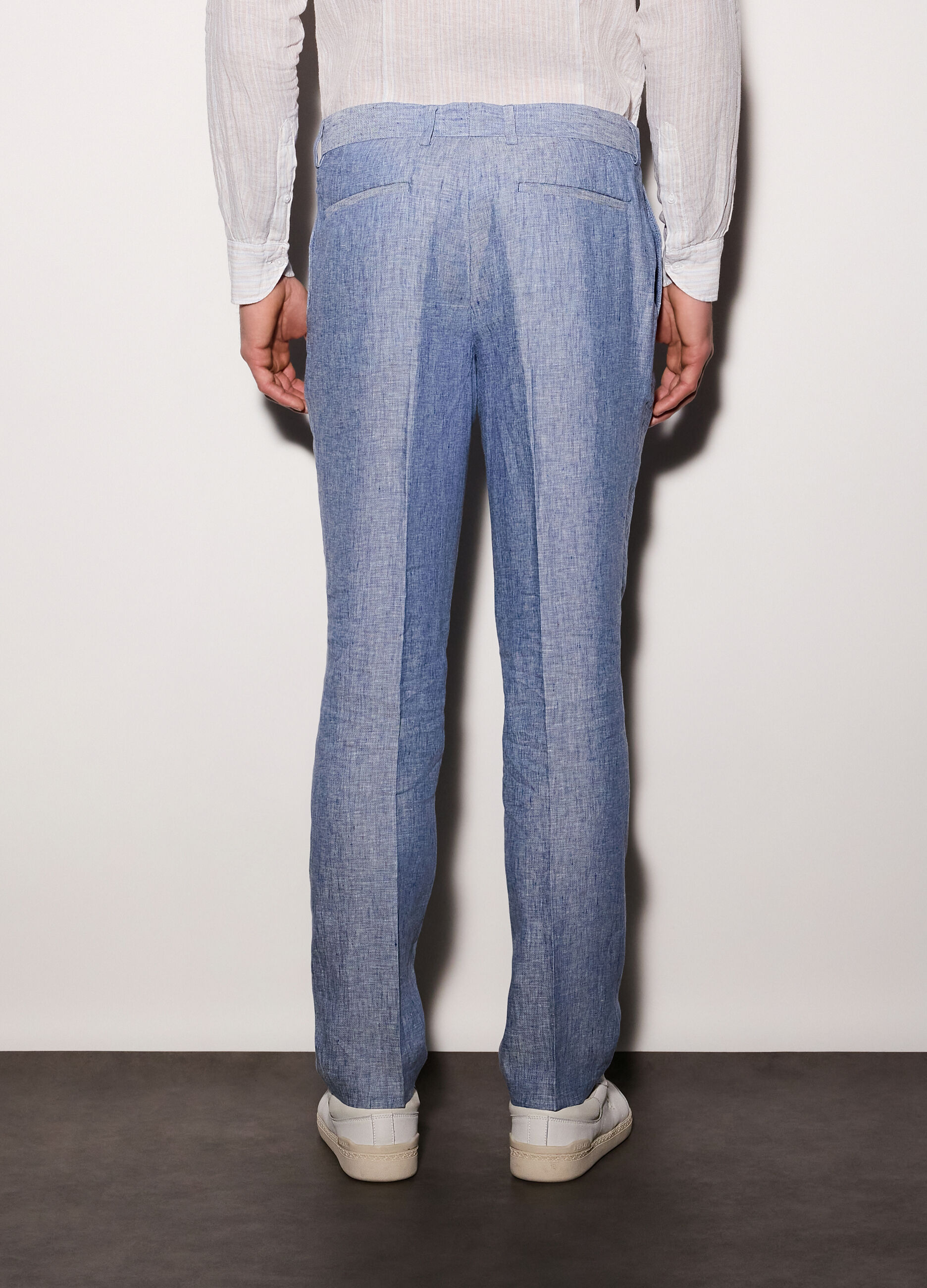 Pantaloni chino slim fit in lino uomo_1