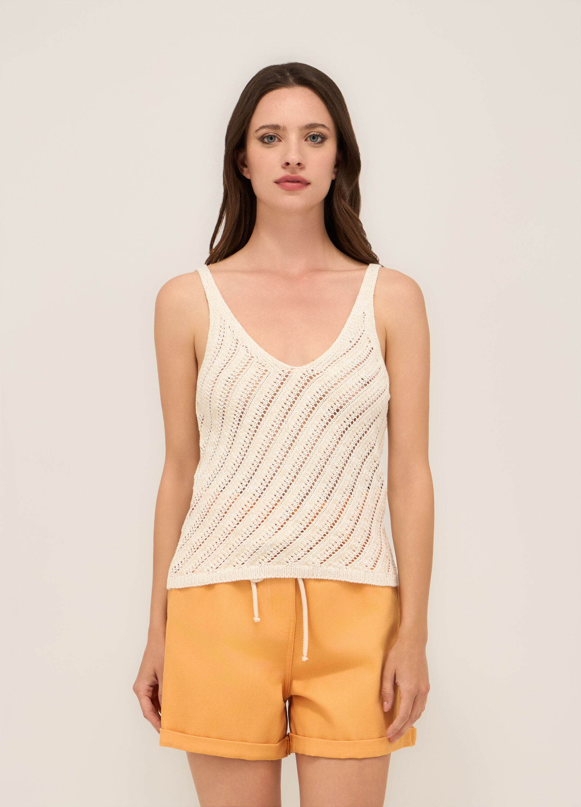 Canotta crochet in misto cotone donna