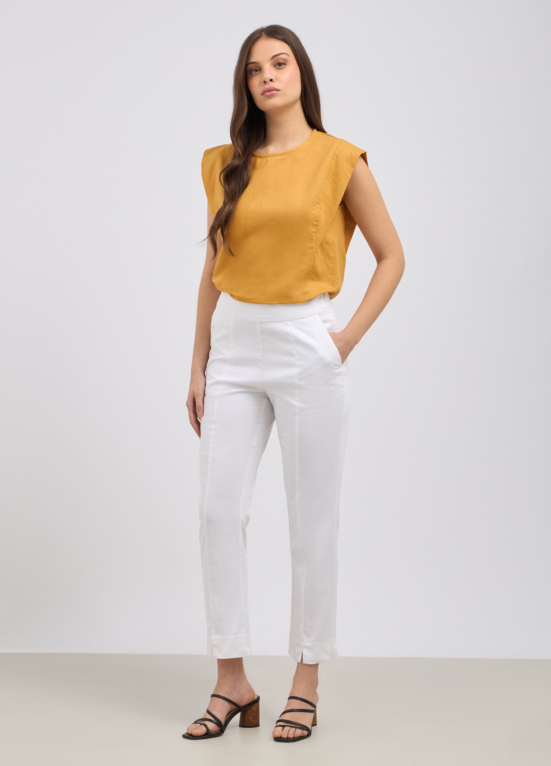 Pantaloni in cotone satin donna_0