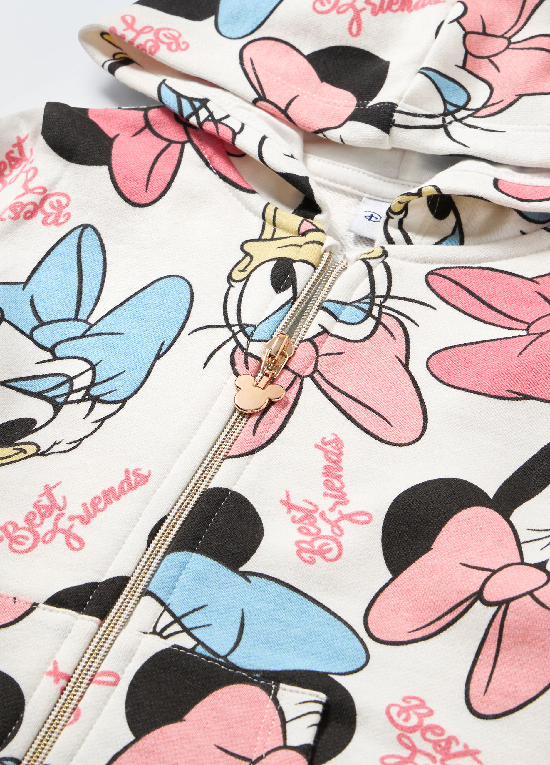 Felpa Disney con zip e cappuccio in puro cotone bambina_1