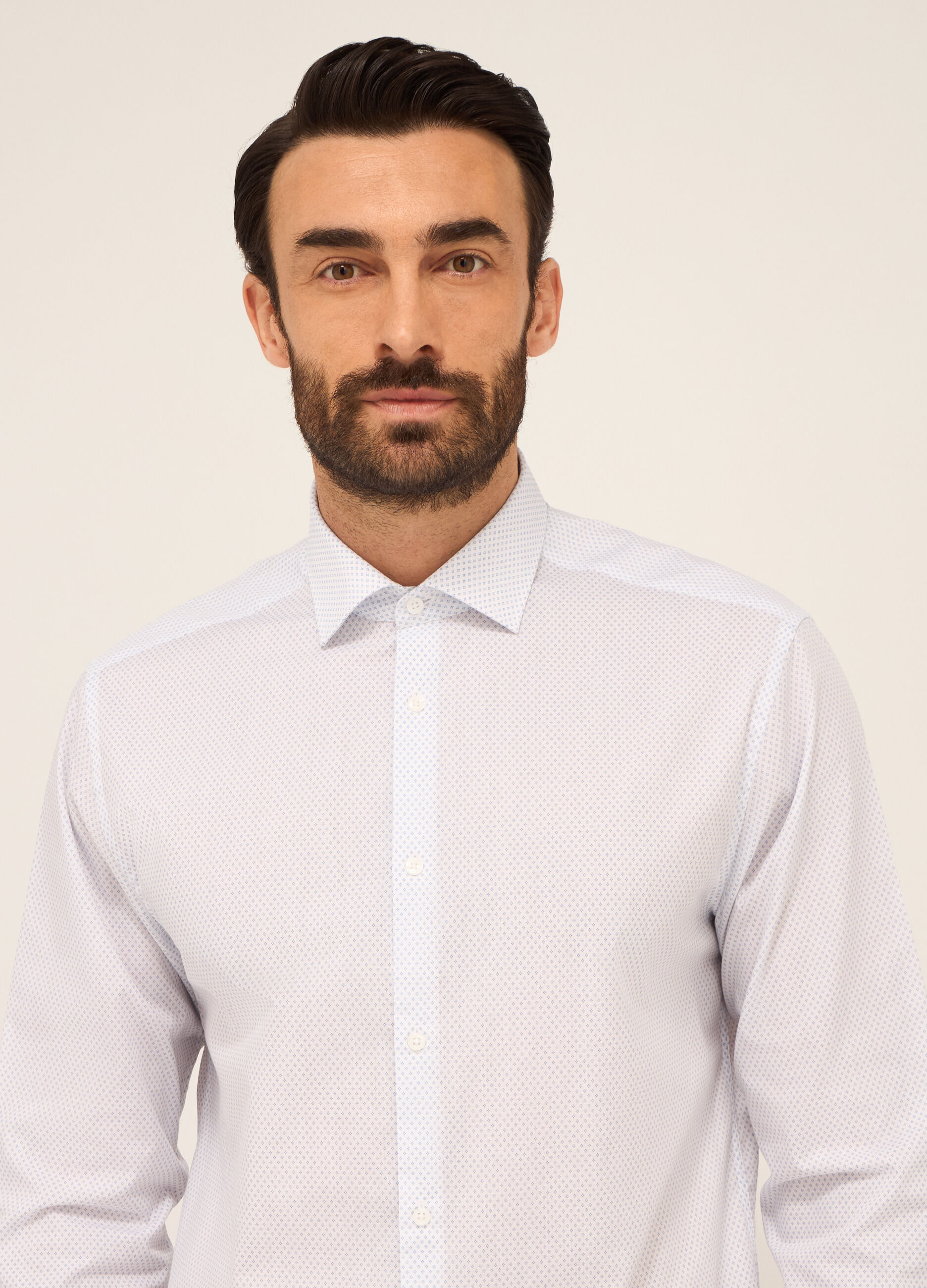 Camicia slim fit in misto cotone a fantasia uomo_2