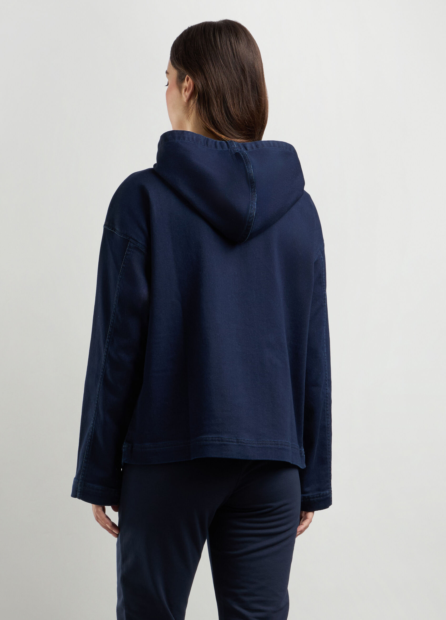 Felpa in denim di misto cotone donna_1