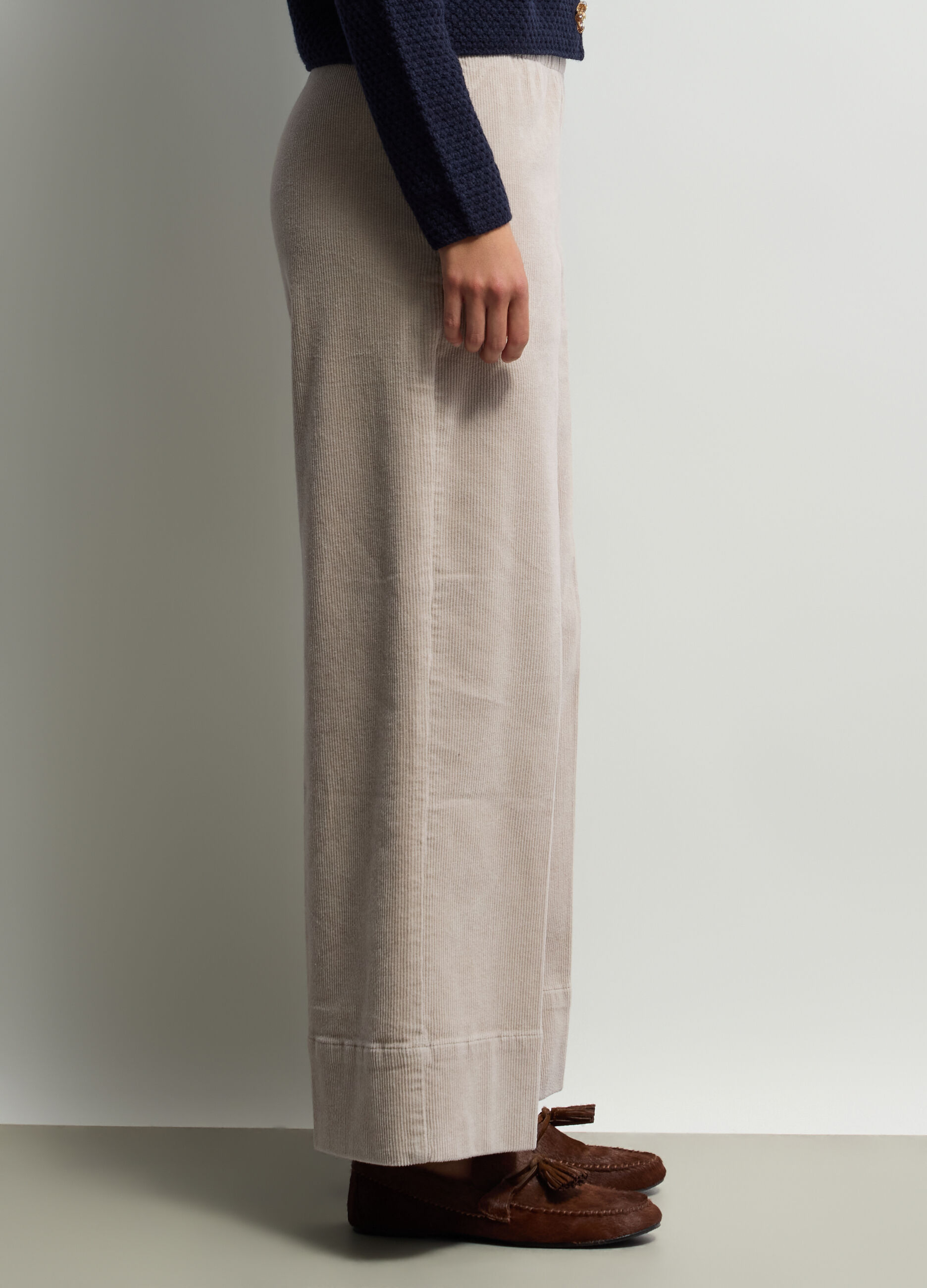 Pantaloni Straight Fit in costina di velluto stretch donna_1