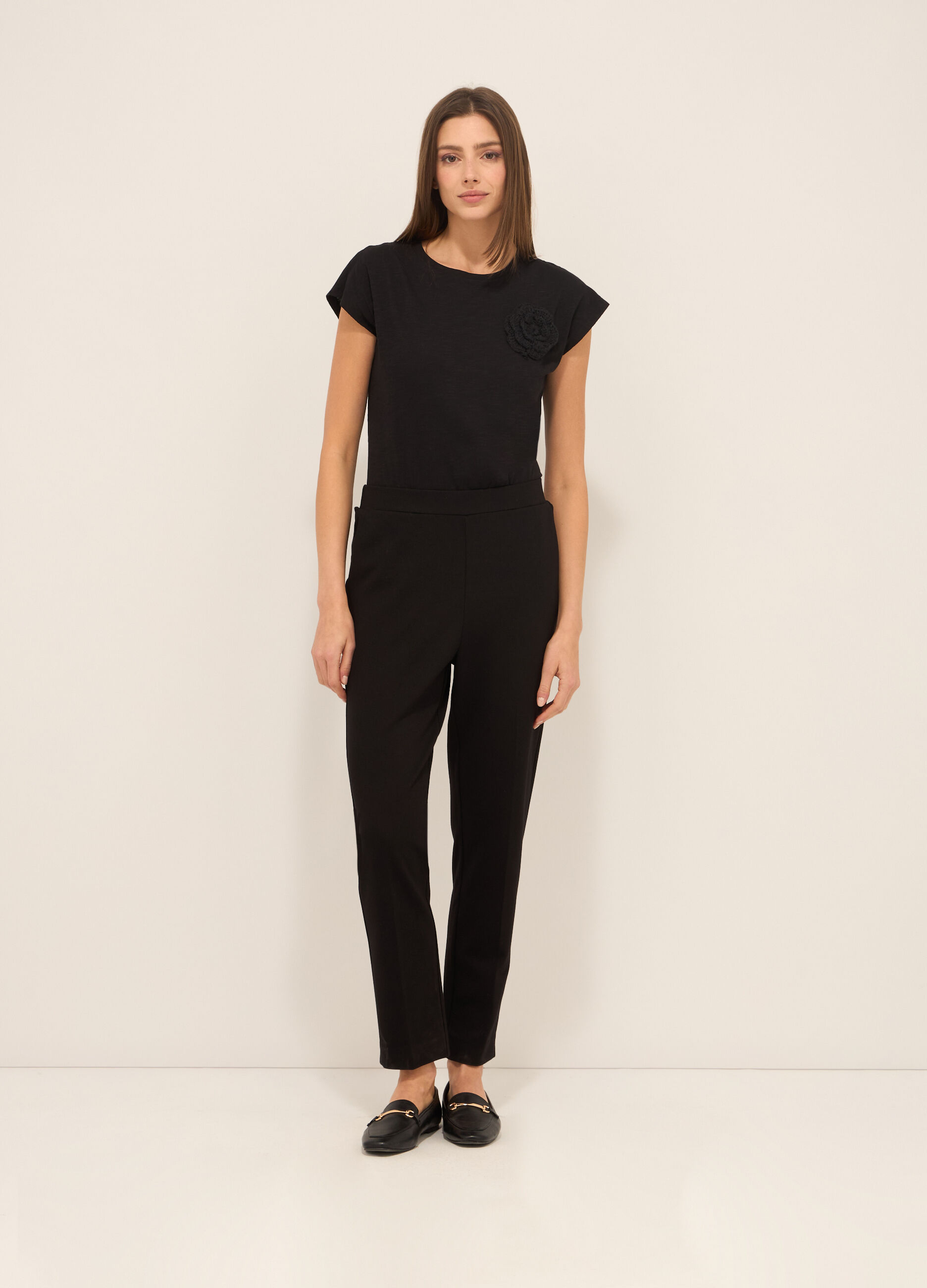 T-shirt in jersey slub di puro cotone donna_0