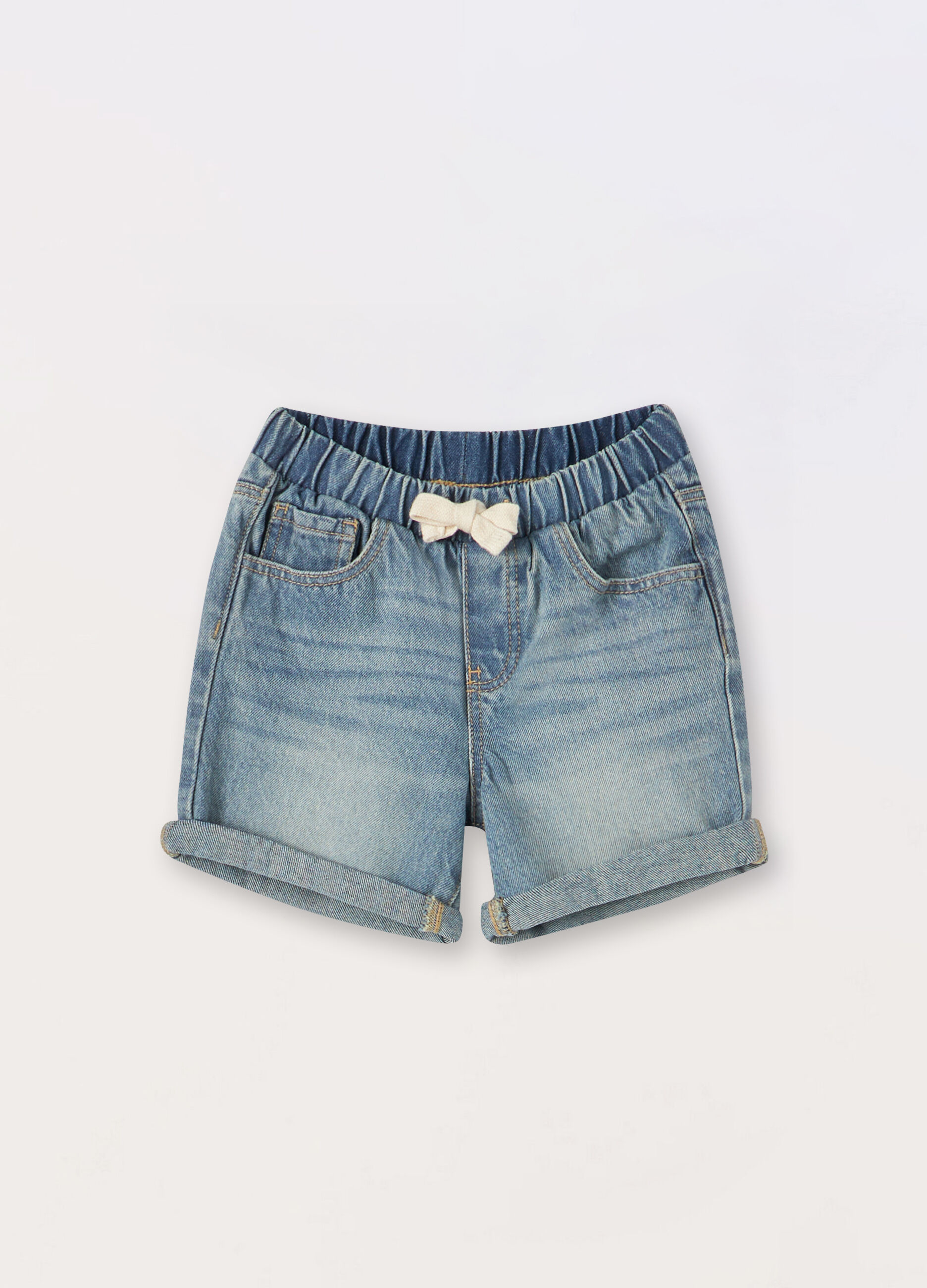 Shorts in denim di puro cotone neonato