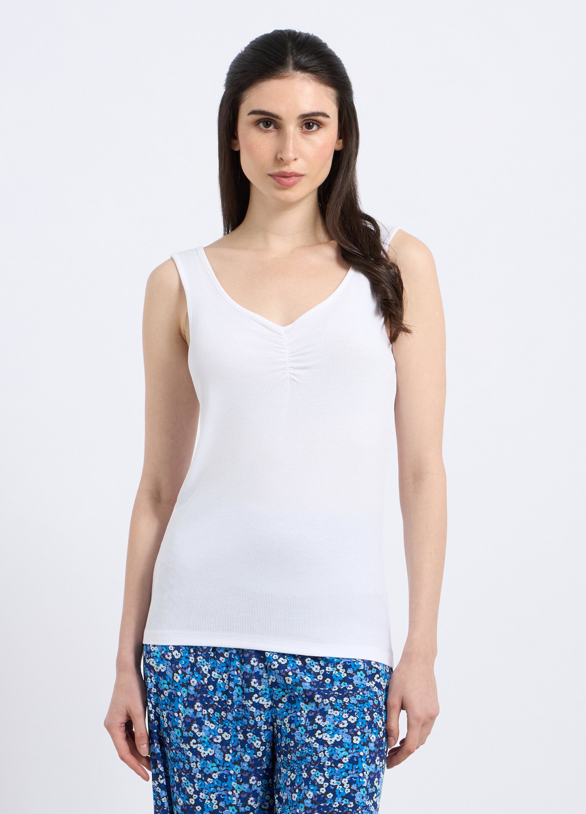 Canotta in costina di viscosa stretch donna_0