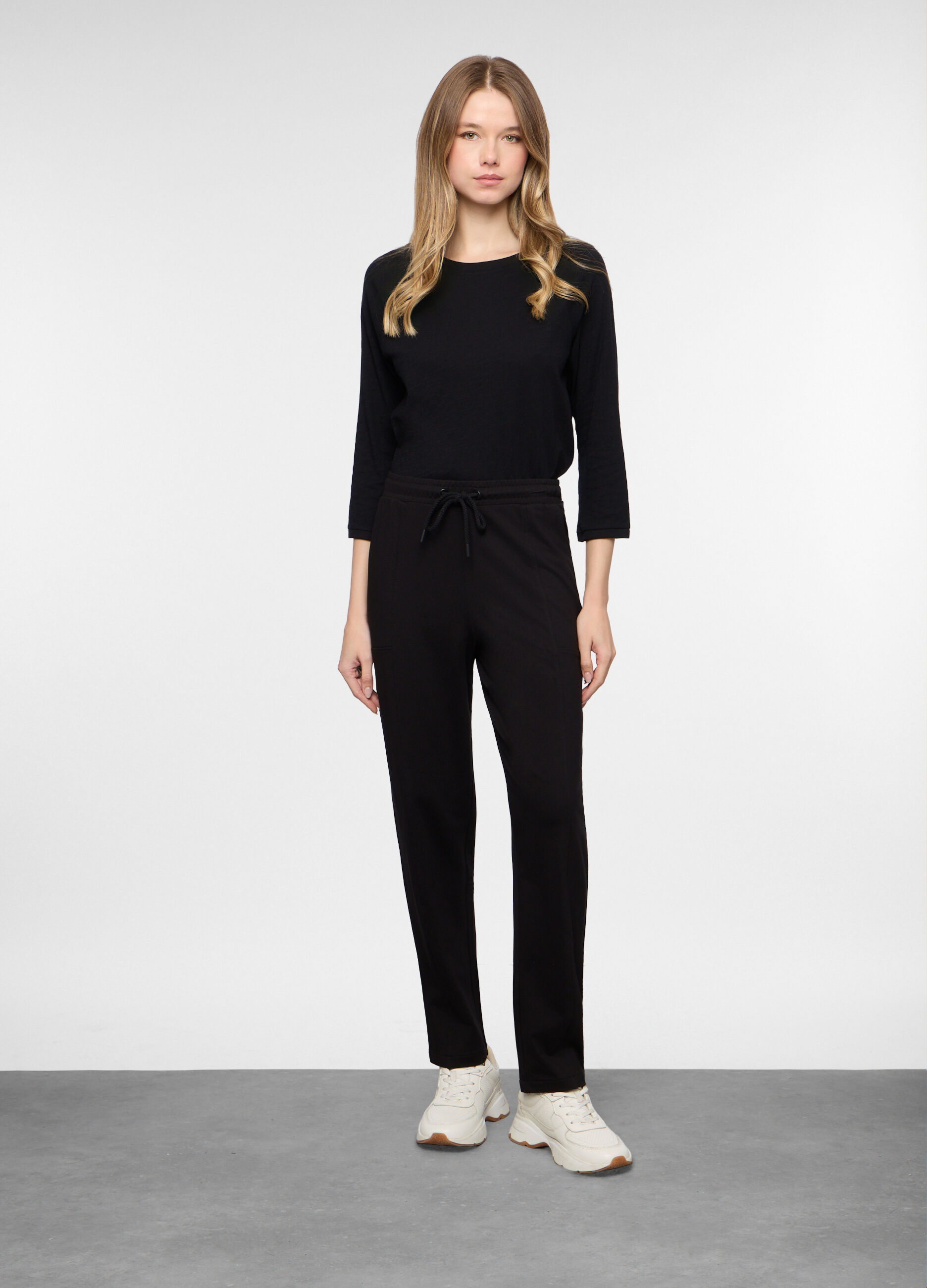 Jogger straight fit in french terry stretch donna_0